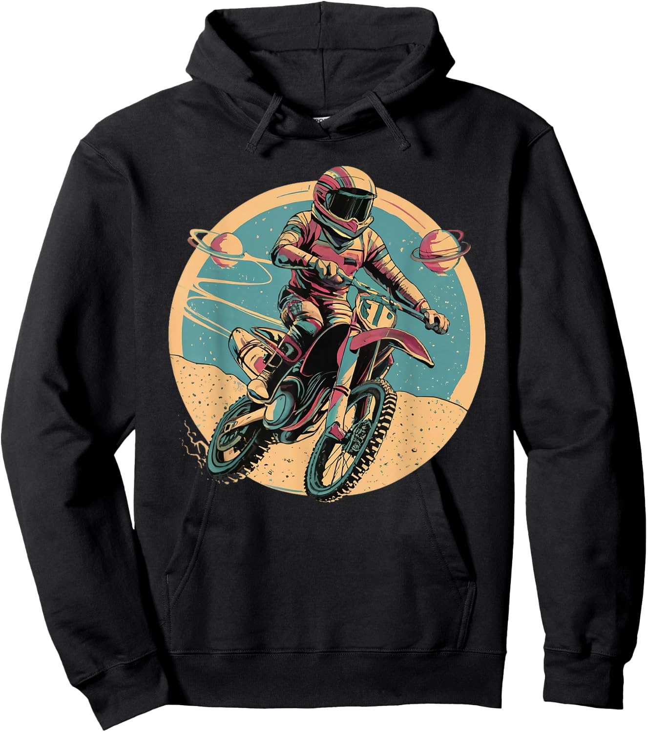 Astronaut Motocross Racing Motorcycle Rider Space Adventure Hoodie - Hoodie | Black