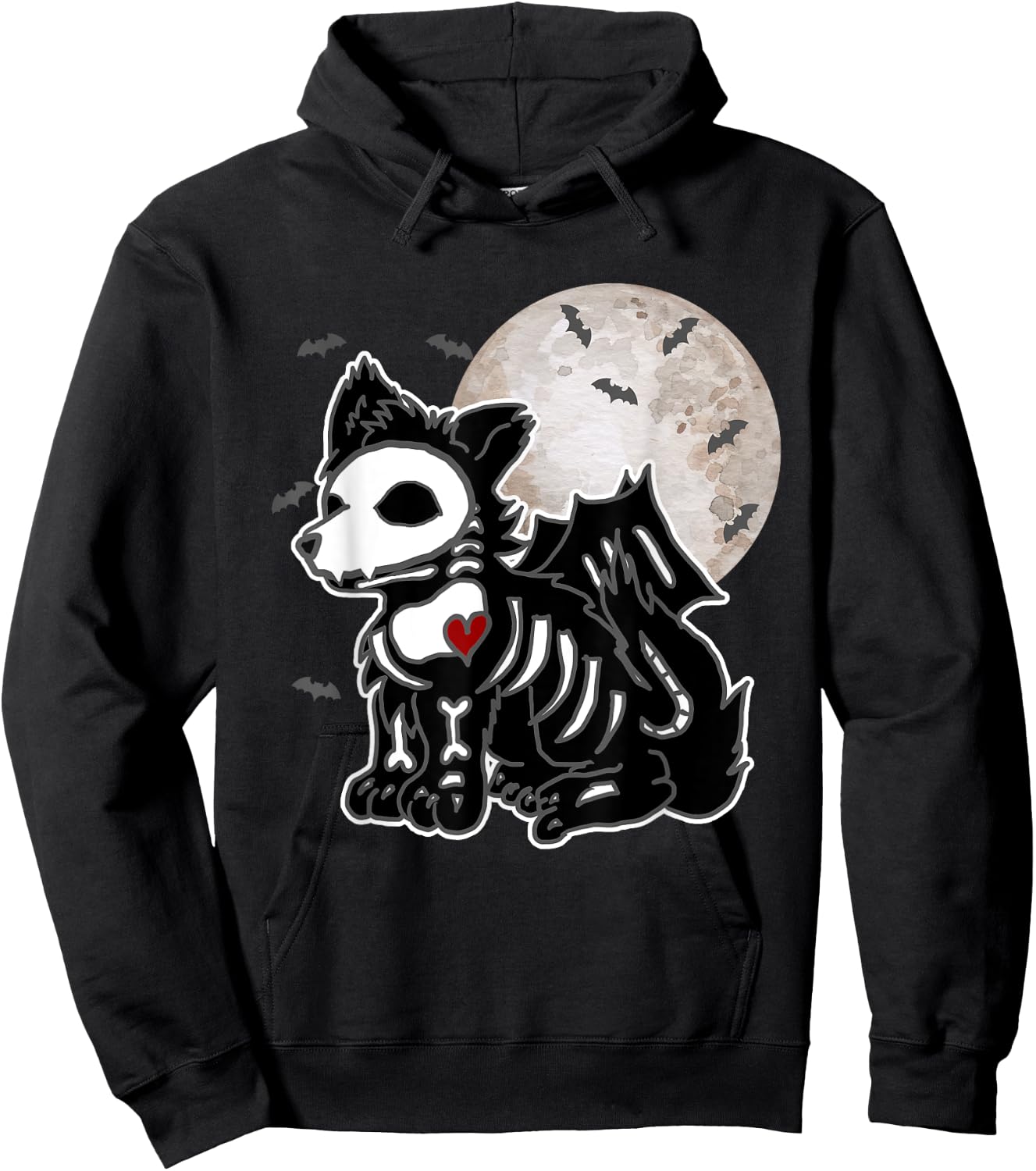 Halloween Emo Wolf Skeleton Anime Goth Costume Kids Girls Hoodie - Hoodie | Black