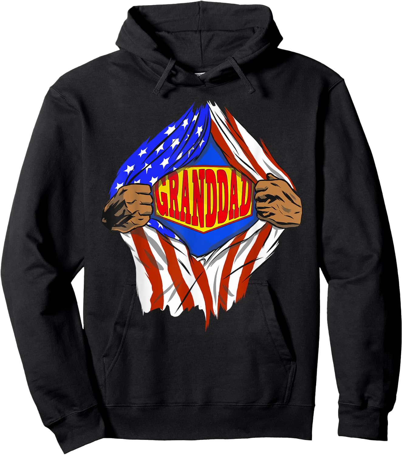Funny Super Granddad Hero Family Hoodie - Hoodie | Black