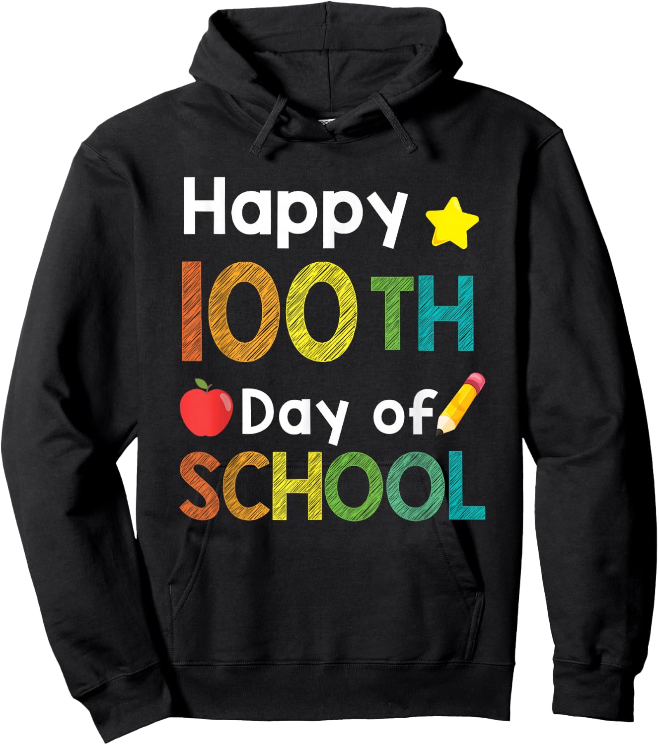 Cute Happy 100th Day of School Teacher Colorful 100th Day Hoodie - Hoodie | Black