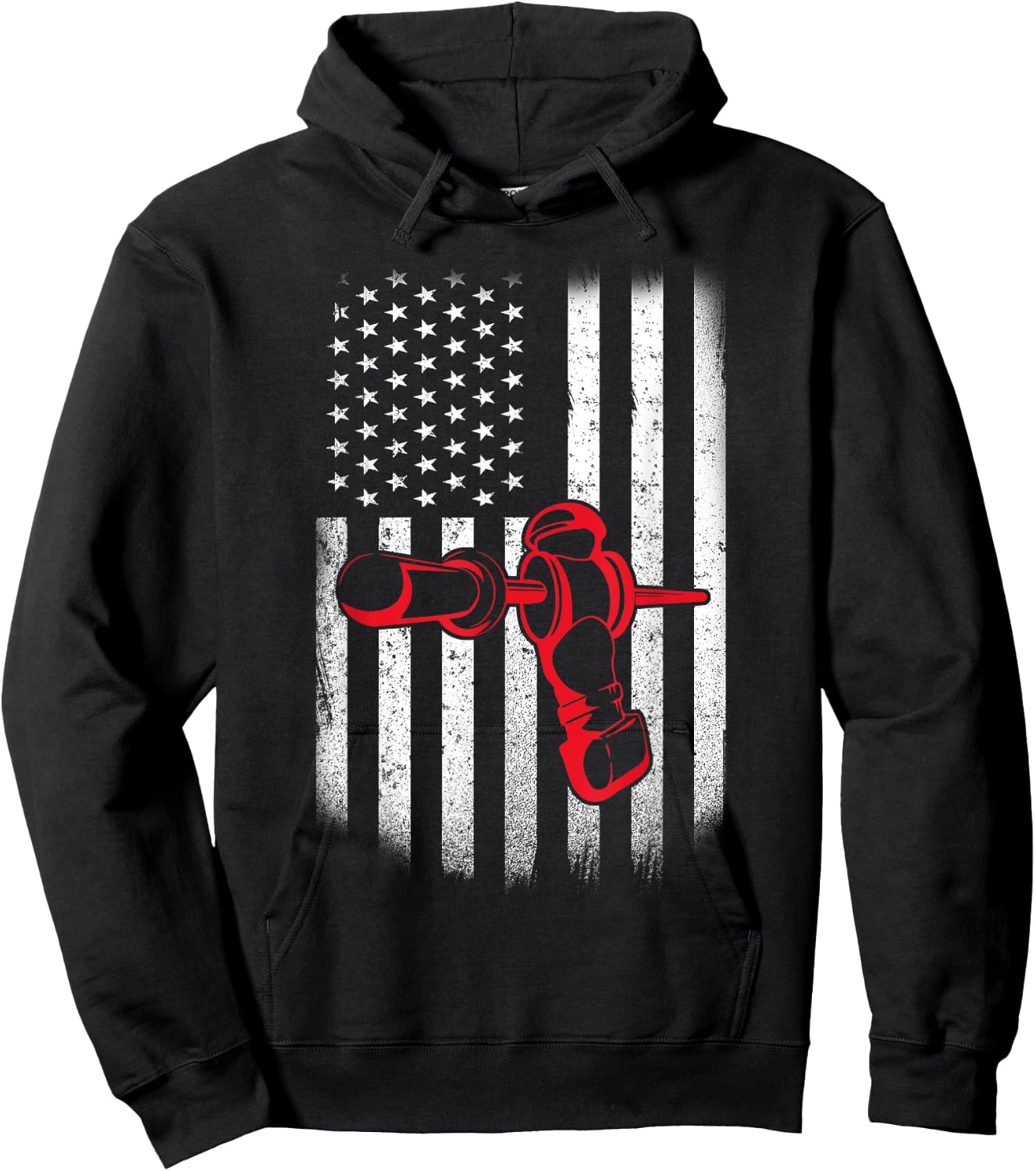 Vintage Distressed American Flag Patriotic Foosball Men Hoodie - Hoodie | Black