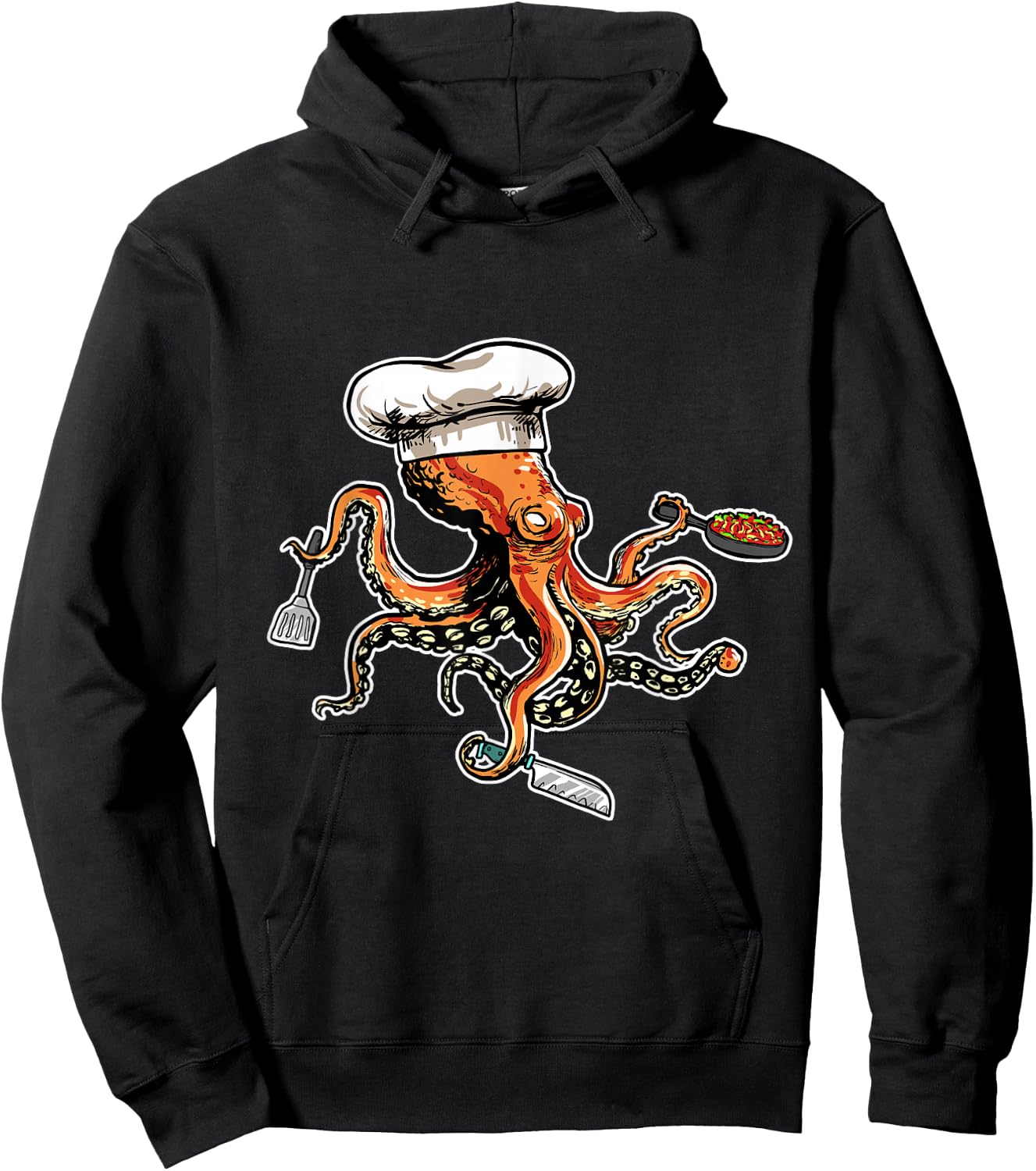 Funny Octopus Chef with Chef's Hat Hoodie - Hoodie | Black