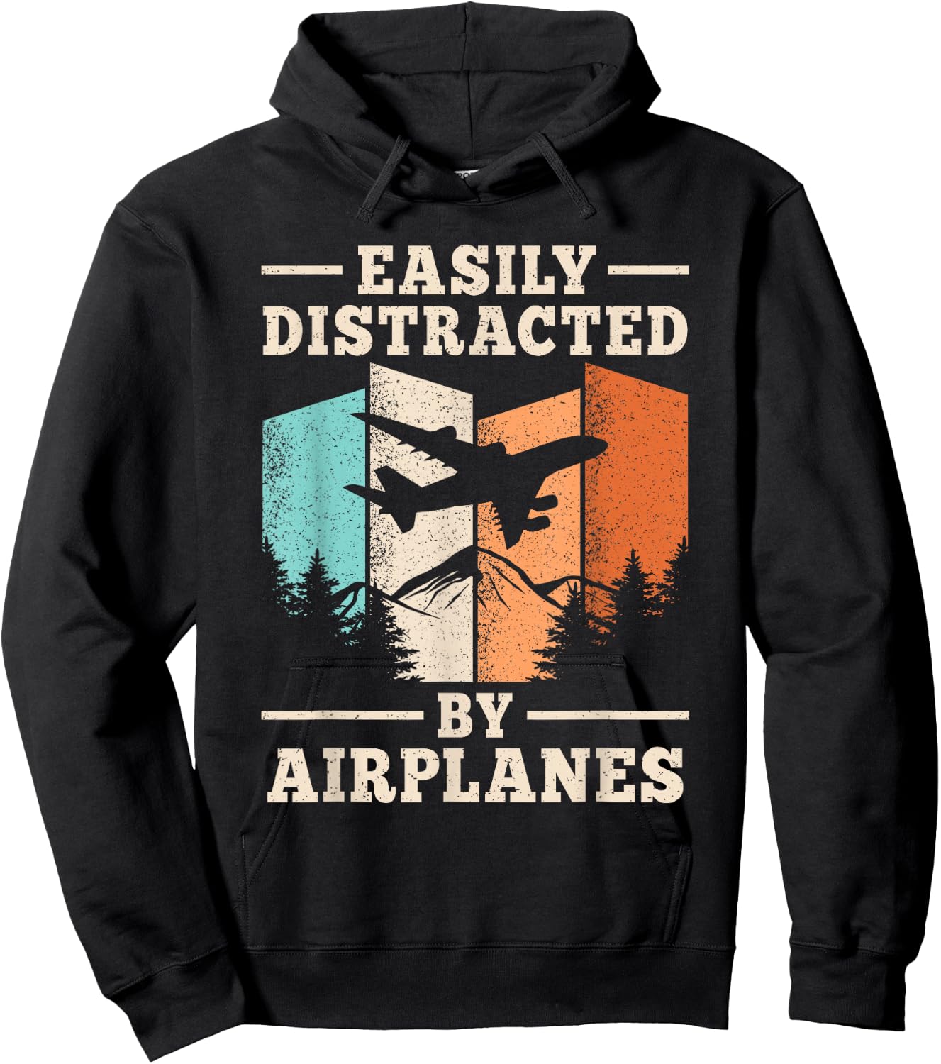 Easily Distracted By Airplanes Funny Pilot Aviation Men Hoodie - Hoodie | Black