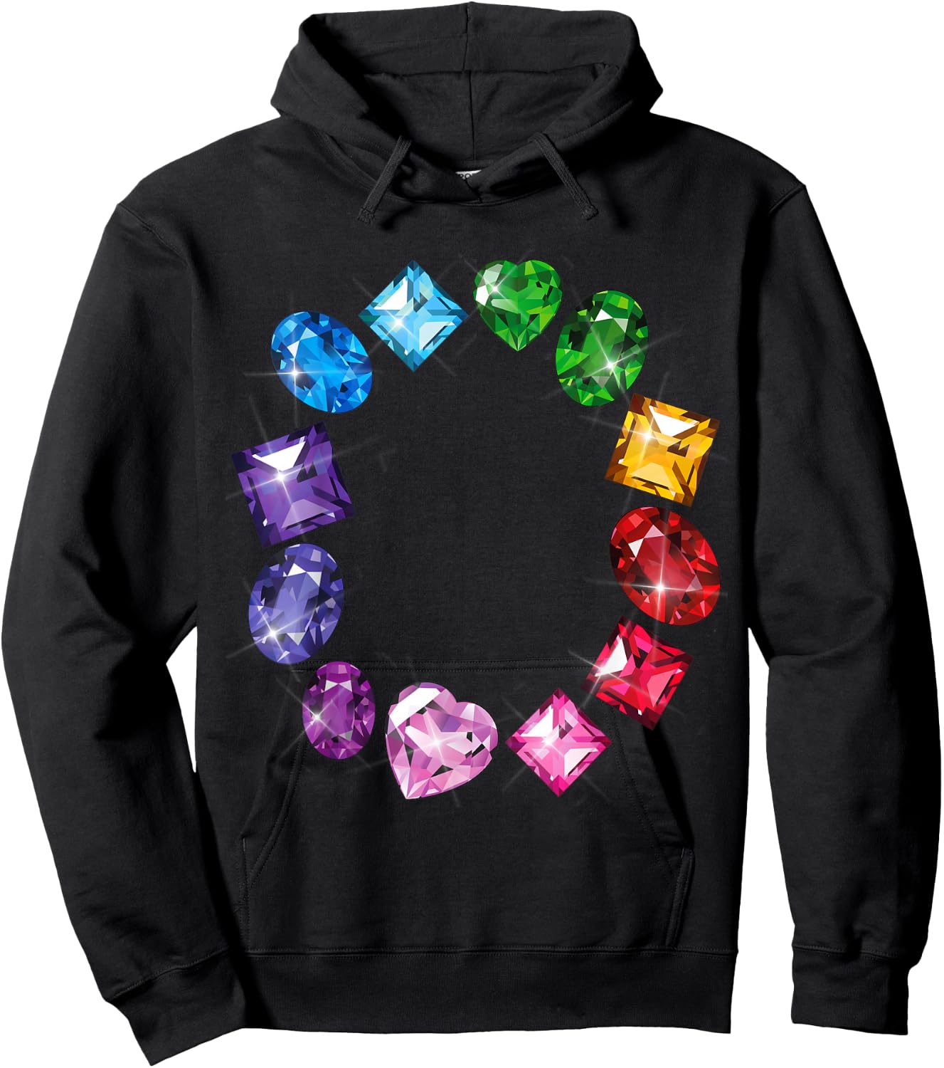 Gemstone Circle Fun Colorful Gemstones Novelty Hoodie - Hoodie | Black