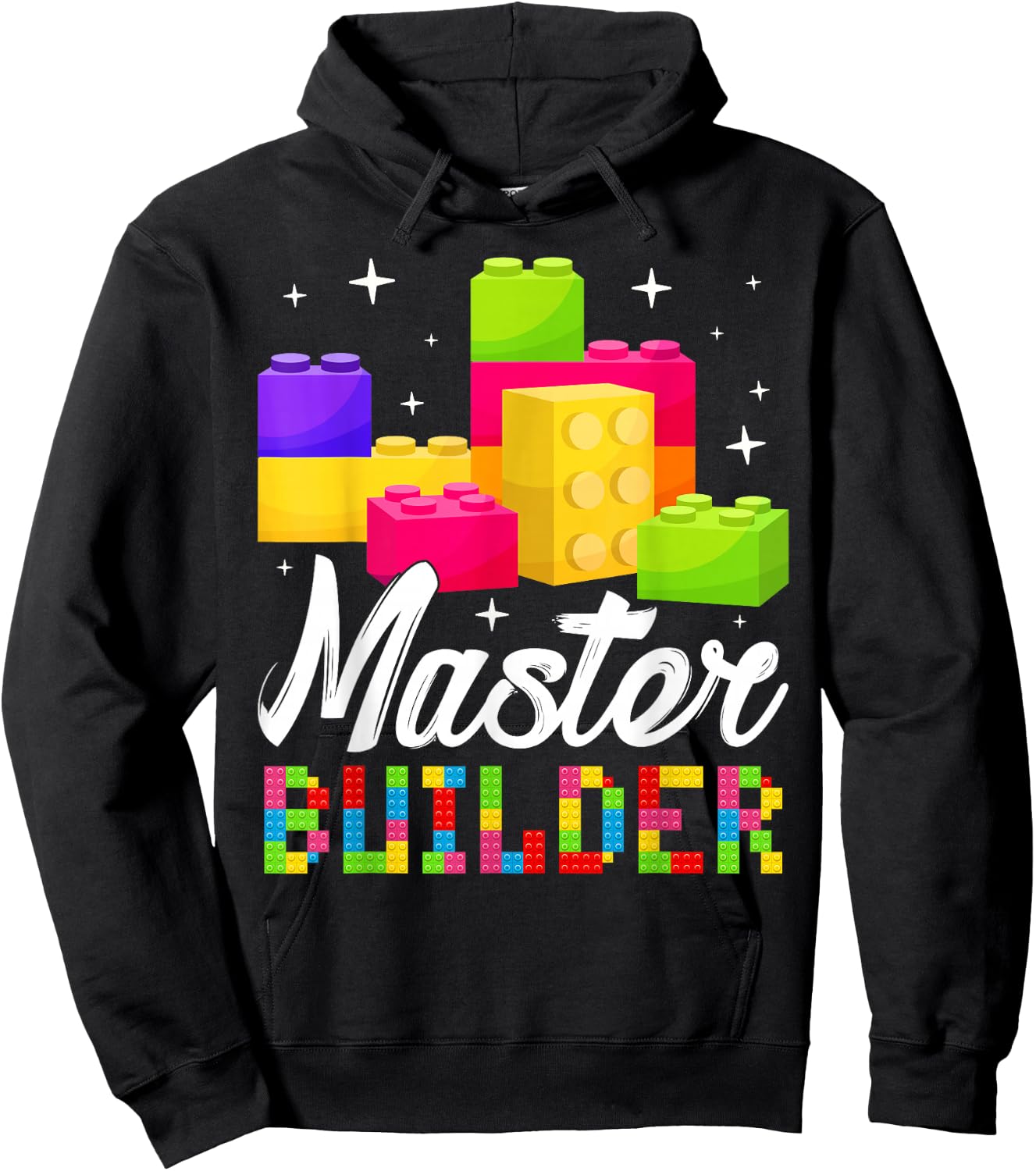 Funny Master Builder Building Block Bricks Lovers Kids Boys Hoodie - Hoodie | Black