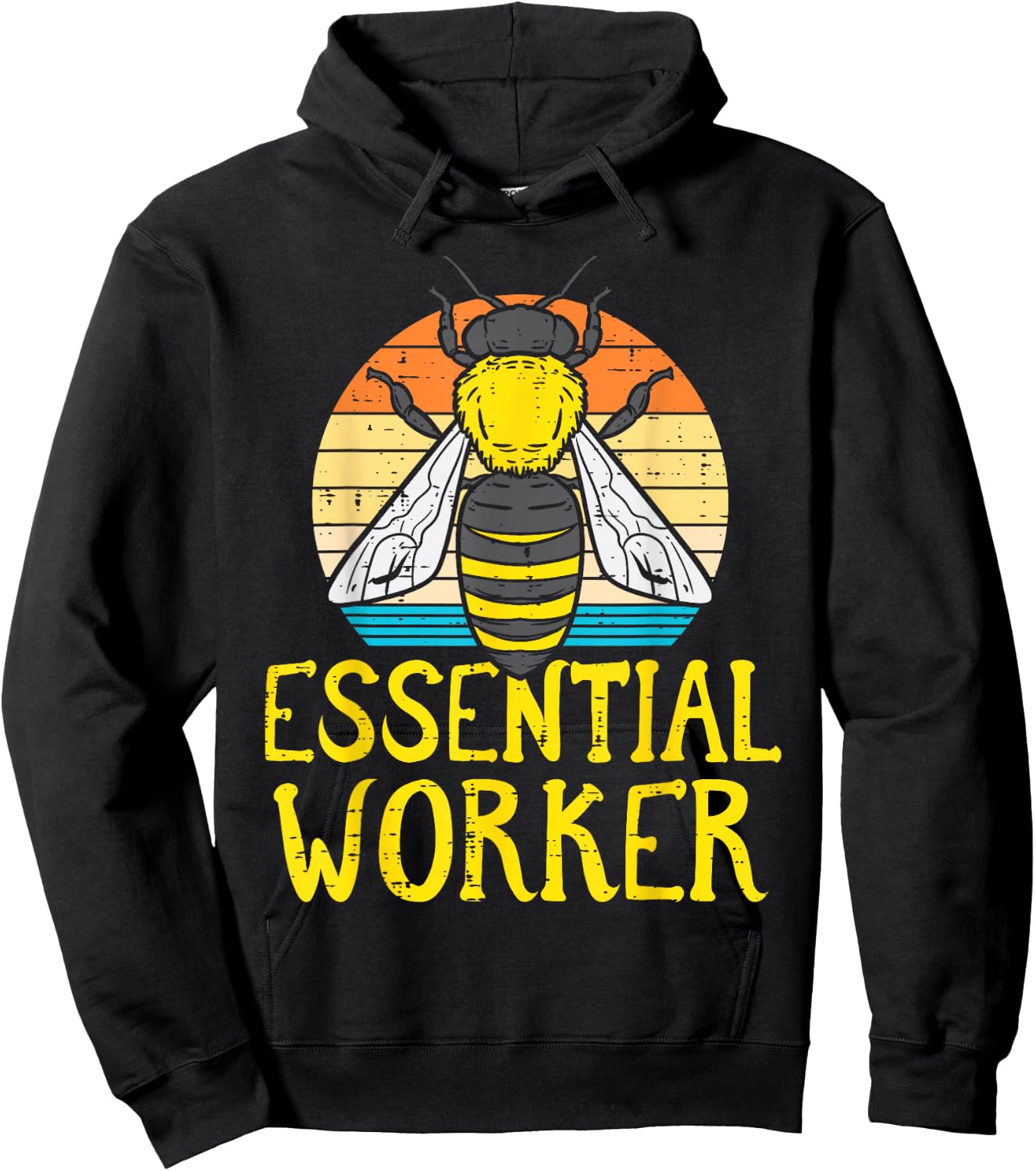 Essential Worker Bee Retro Nature Environment Men Women Kids Hoodie - Hoodie | Black