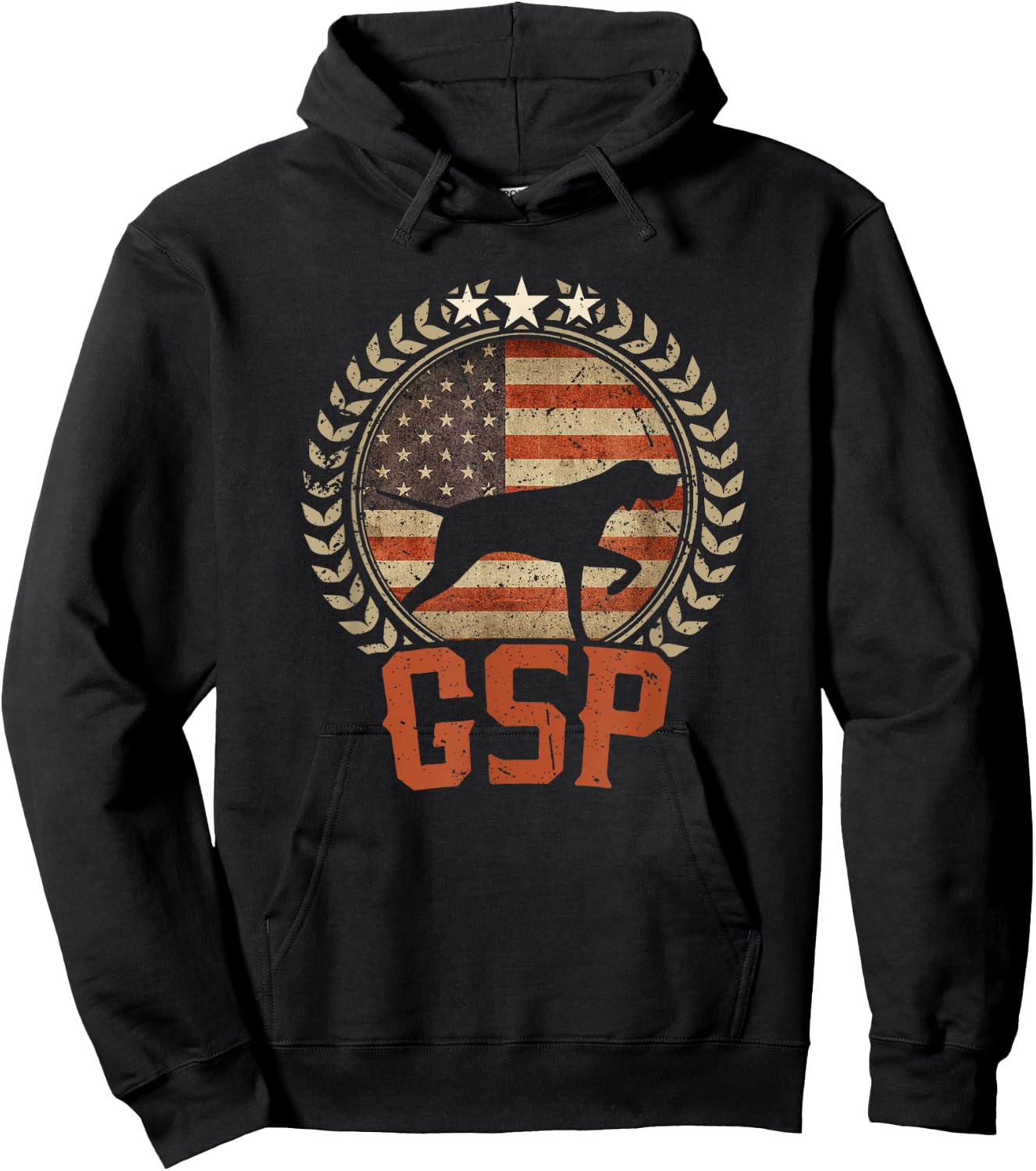 German Shorthaired Pointer American Flag Shirt GSP Patriotic Hoodie - Hoodie | Black