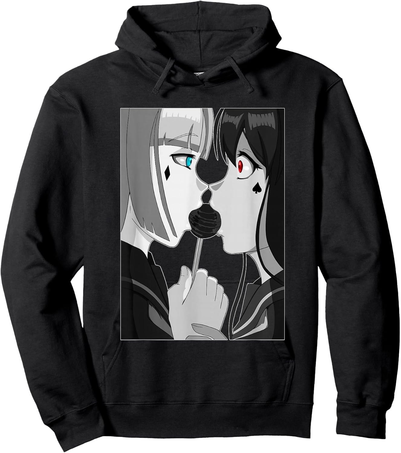Sweet Lollipop Kiss Anime & Manga Emo Girls Yuri Couple Hoodie - Hoodie | Black