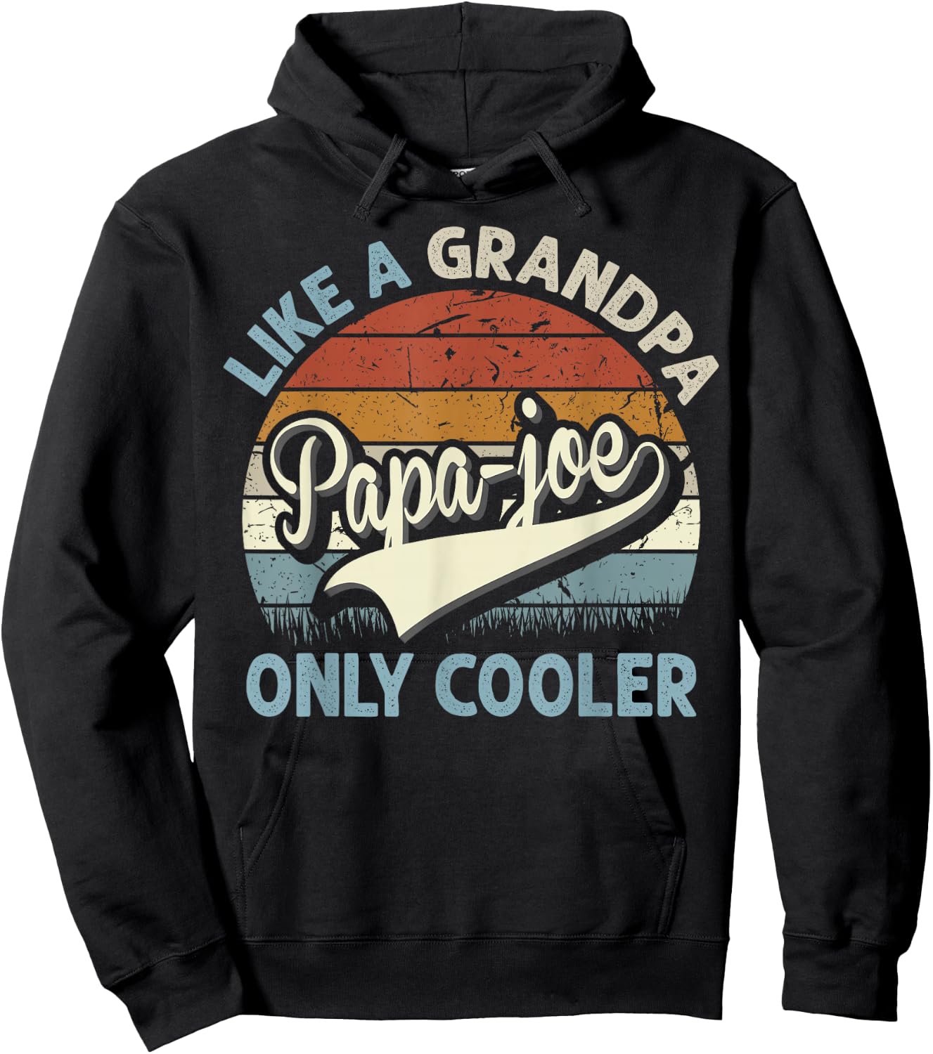 PAPA-Joe Like A Grandpa Only Cooler Fathers Day Retro Hoodie - Hoodie | Black