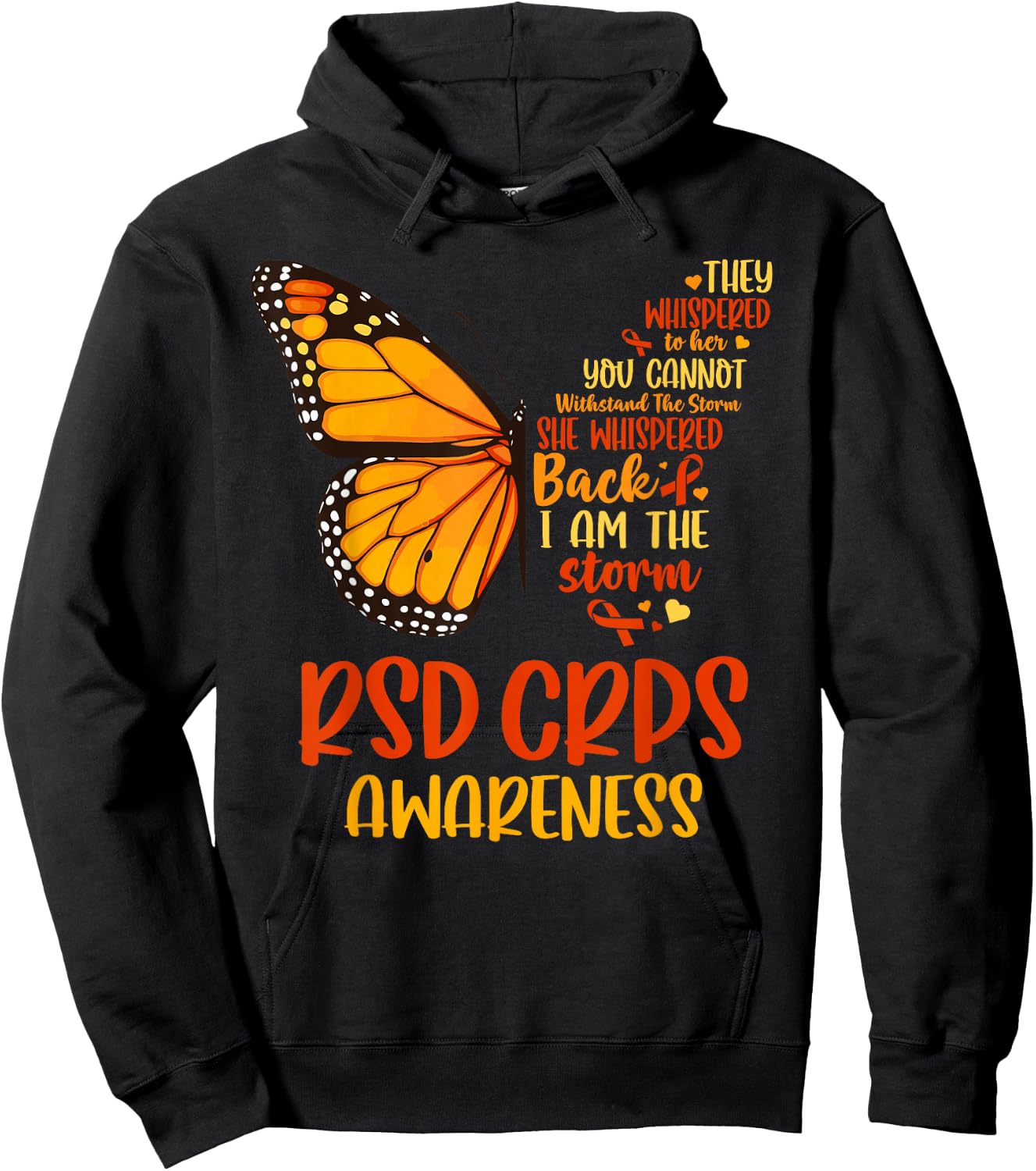 CRPS Awareness Complex Regional Pain Syndrome Butterfly Hoodie - Hoodie | Black