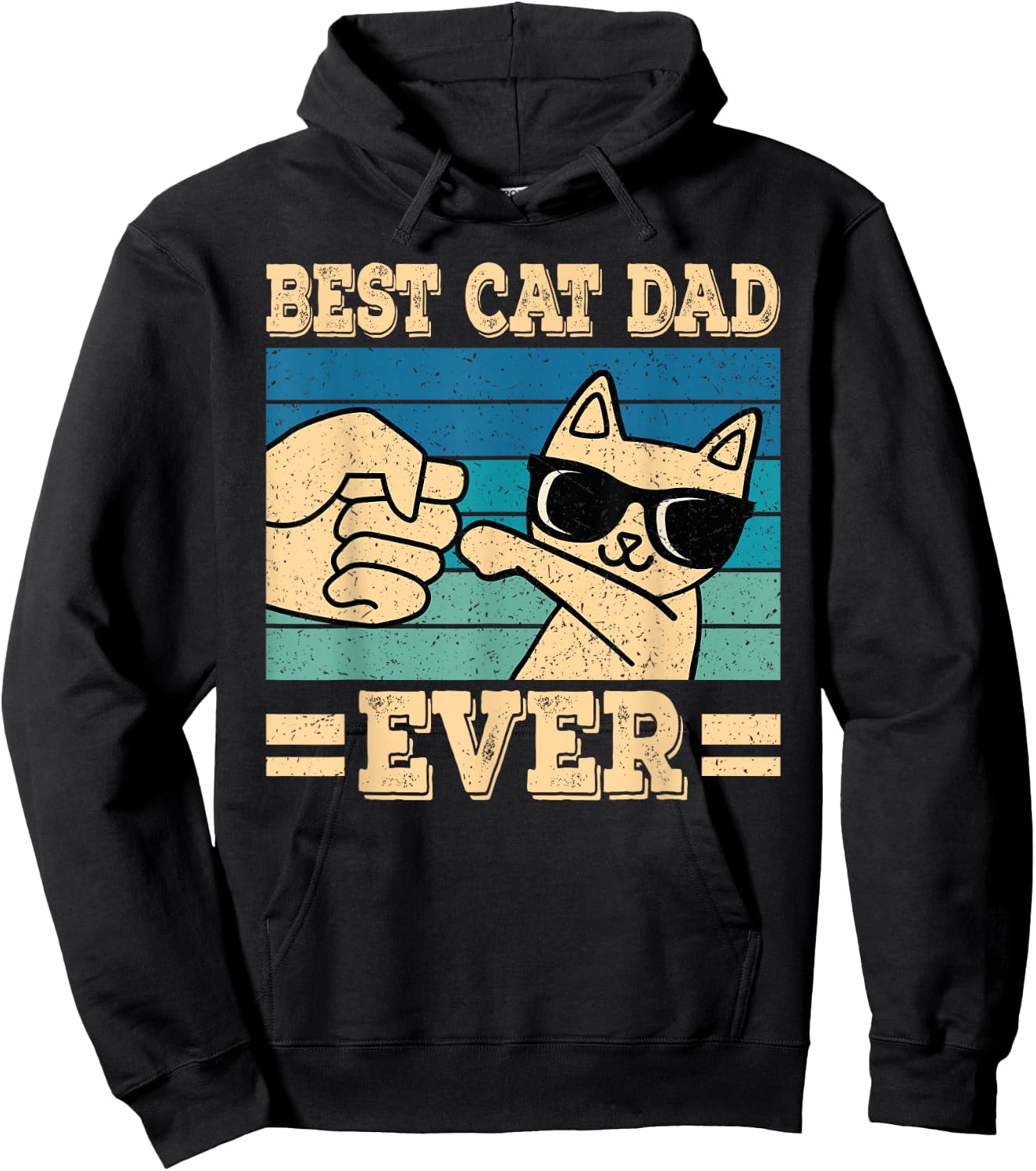 Best Cat Dad Ever Vintage Funny Cat Lover Retro Men Hoodie - Hoodie | Black