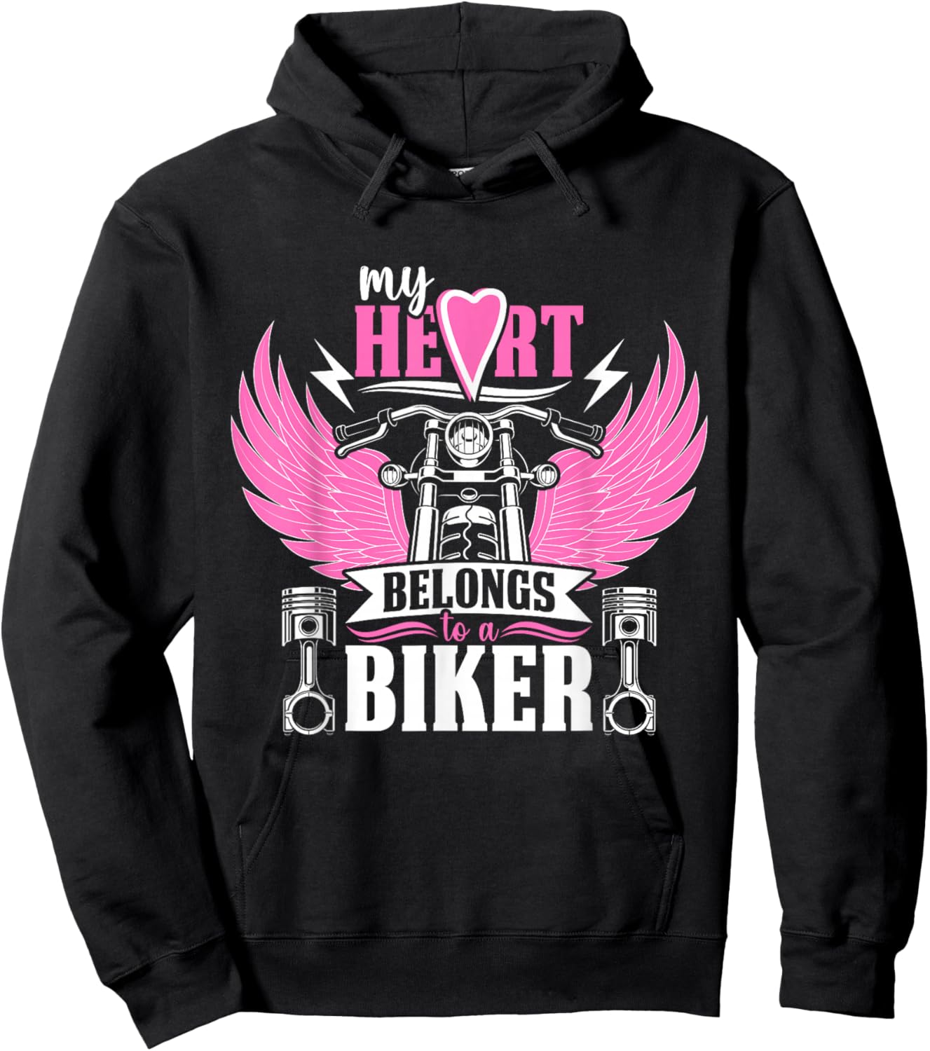 Motorcycle My Heart Belongs to A Biker Girlfriend Wife Hoodie - Hoodie | Black