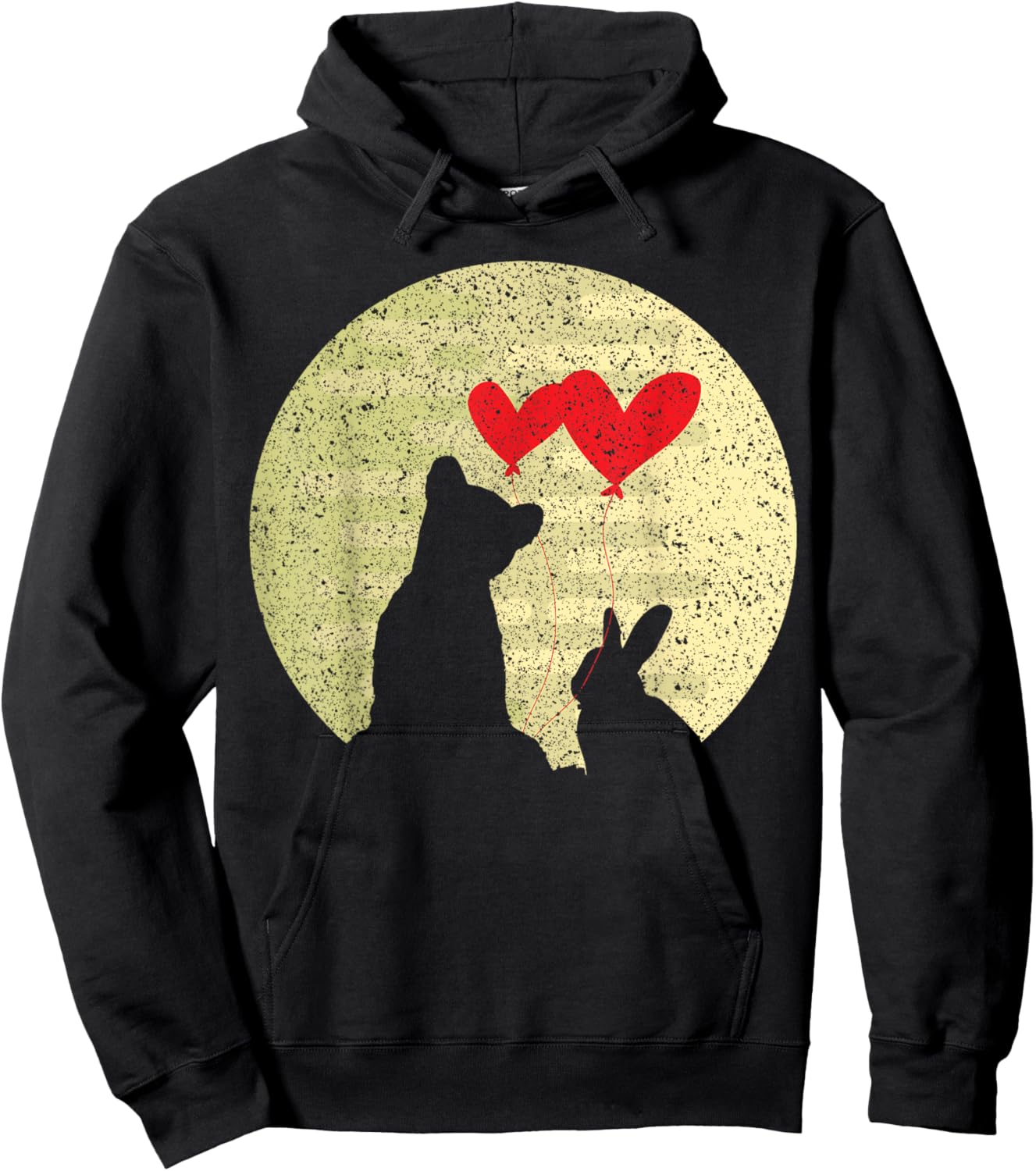 Cute Bunny Bear Love Ring Marriage Relationship Valentines Hoodie - Hoodie | Black
