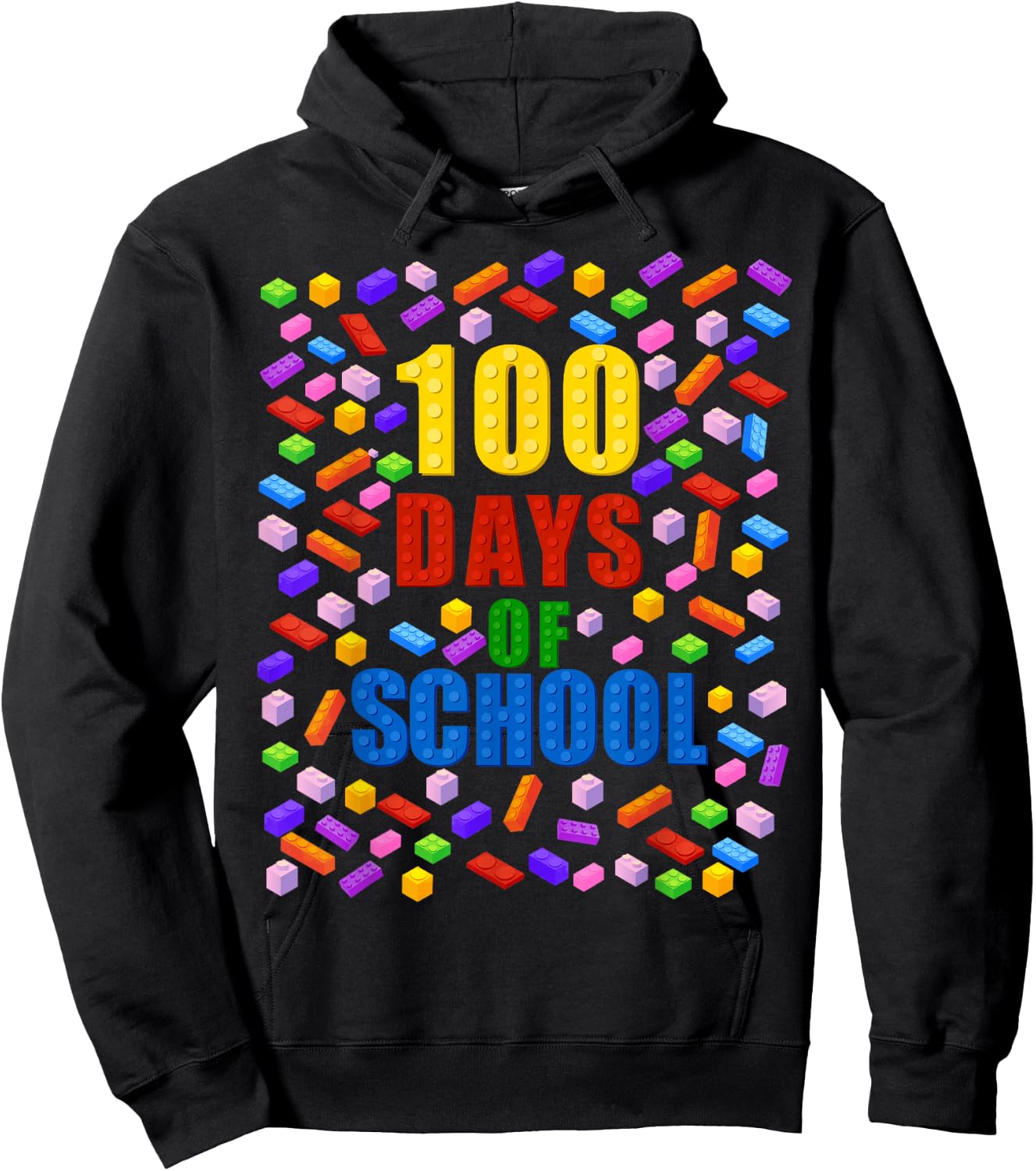 100 Days Of School Building Bricks Blocks 100th Day Hoodie - Hoodie | Black