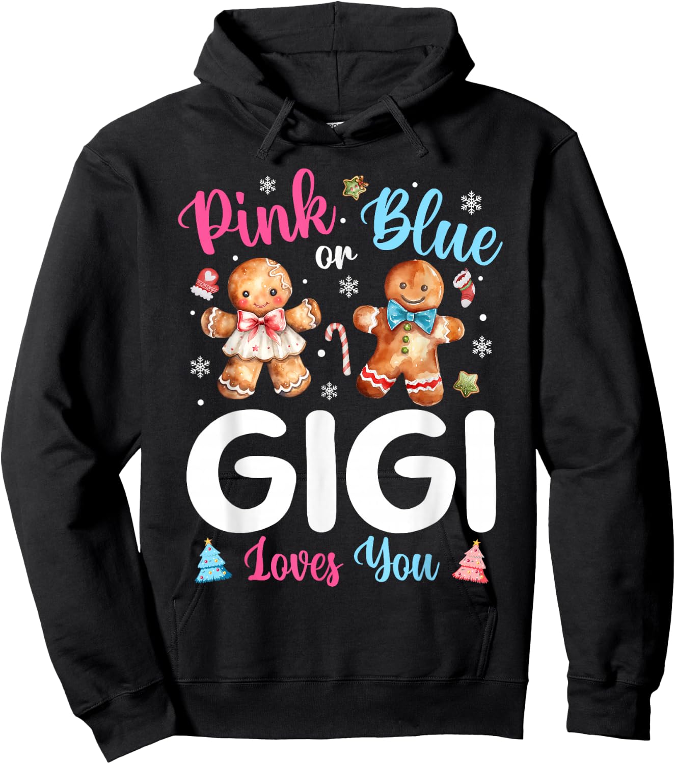 Pink or Blue Gigi Loves You Gender Reveal Christmas Hoodie - Hoodie | Black