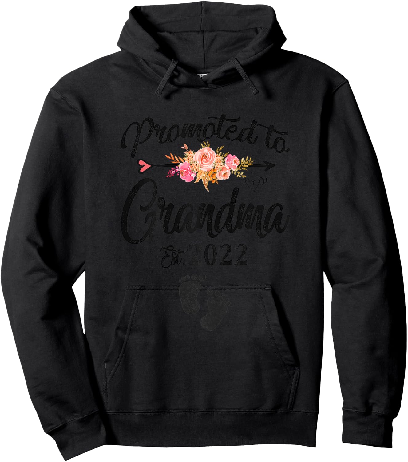 Promoted To Grandma 2022 First Time Grandma New Grandmother Hoodie - Hoodie | Black