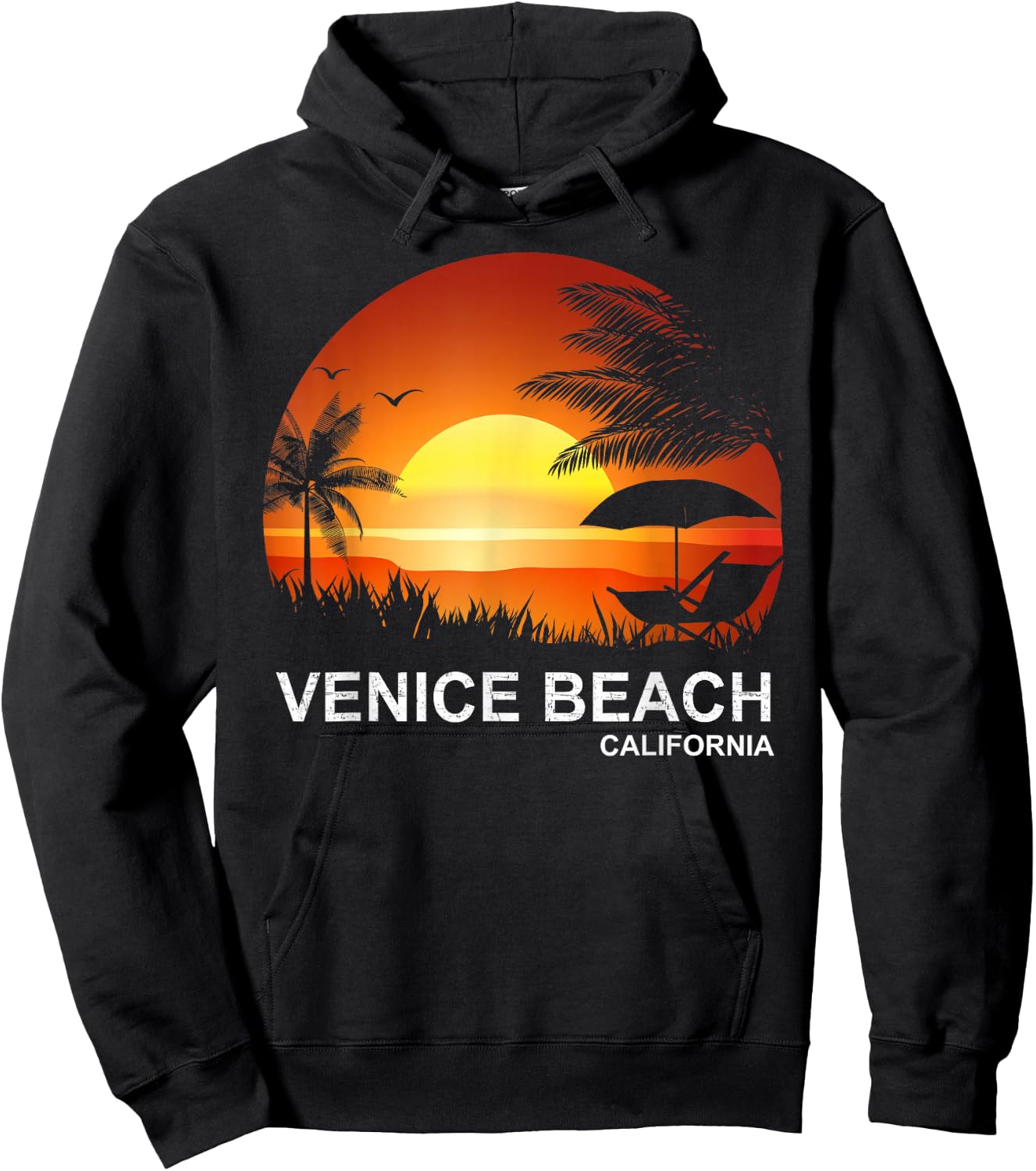 Venice Beach Summer Shirt Vintage Palm Tree California Beach Hoodie - Hoodie | Black
