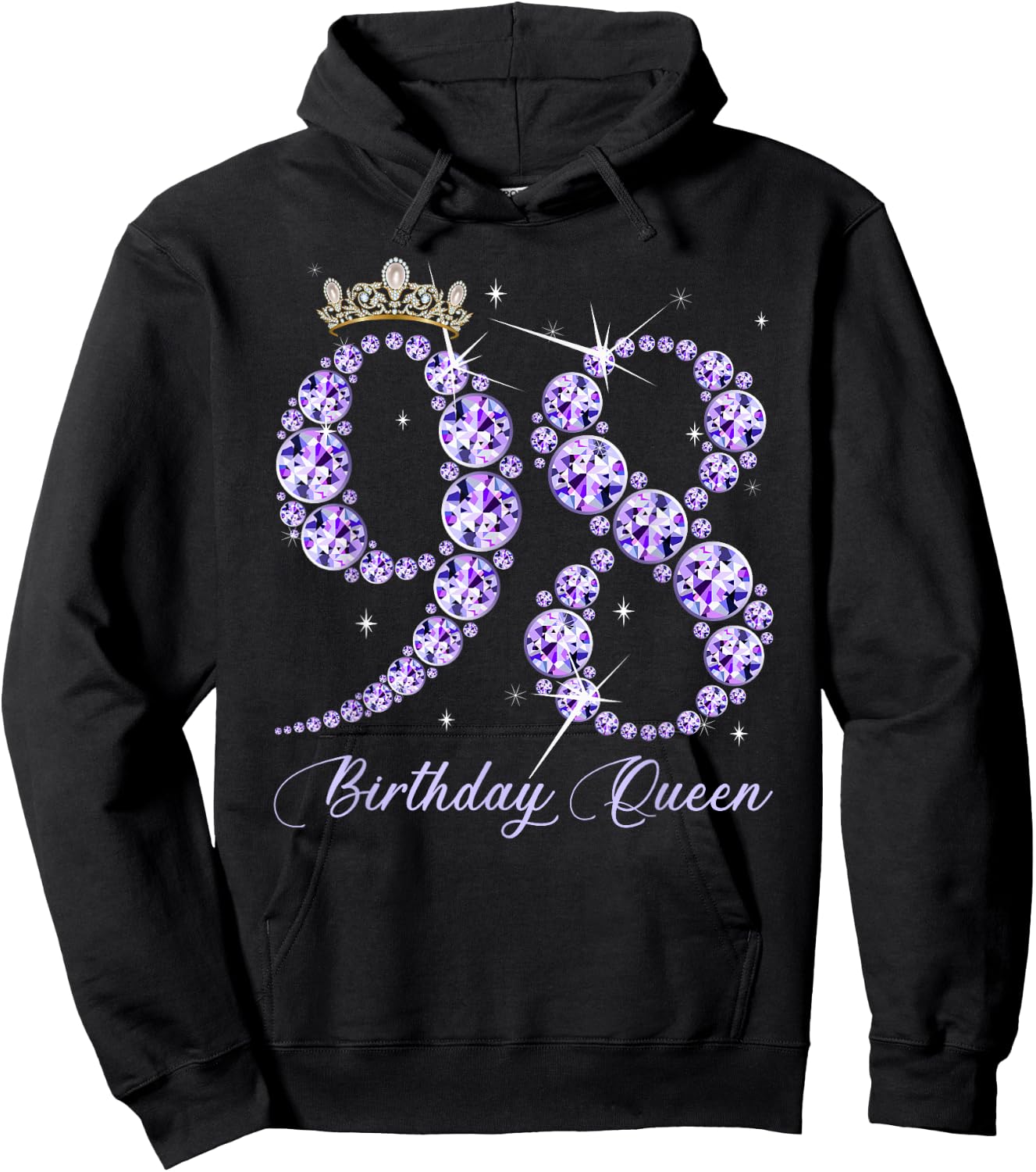 98 Year Old Its My 98th Birthday Queen Diamond Heels Crown Hoodie - Hoodie | Black