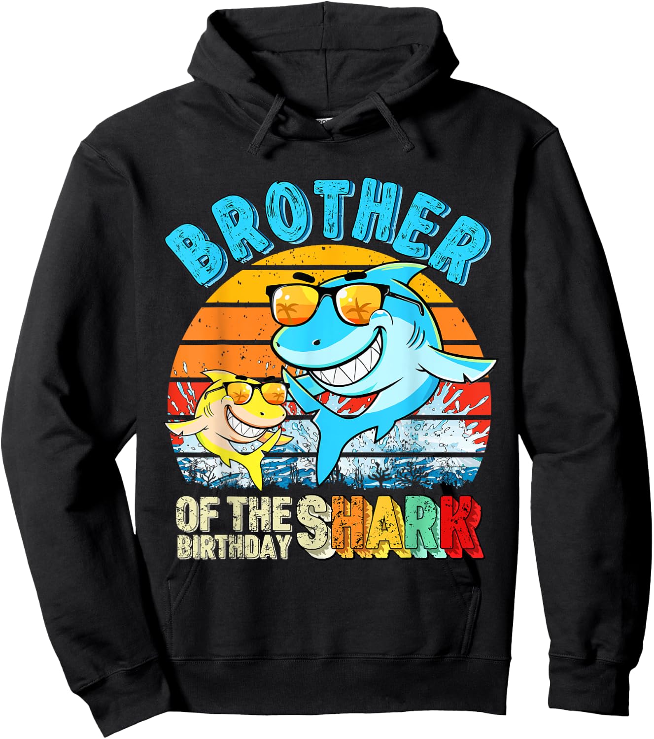 Brother Of The Birthday Shark Family Brother Shark Birthday Hoodie - Hoodie | Black