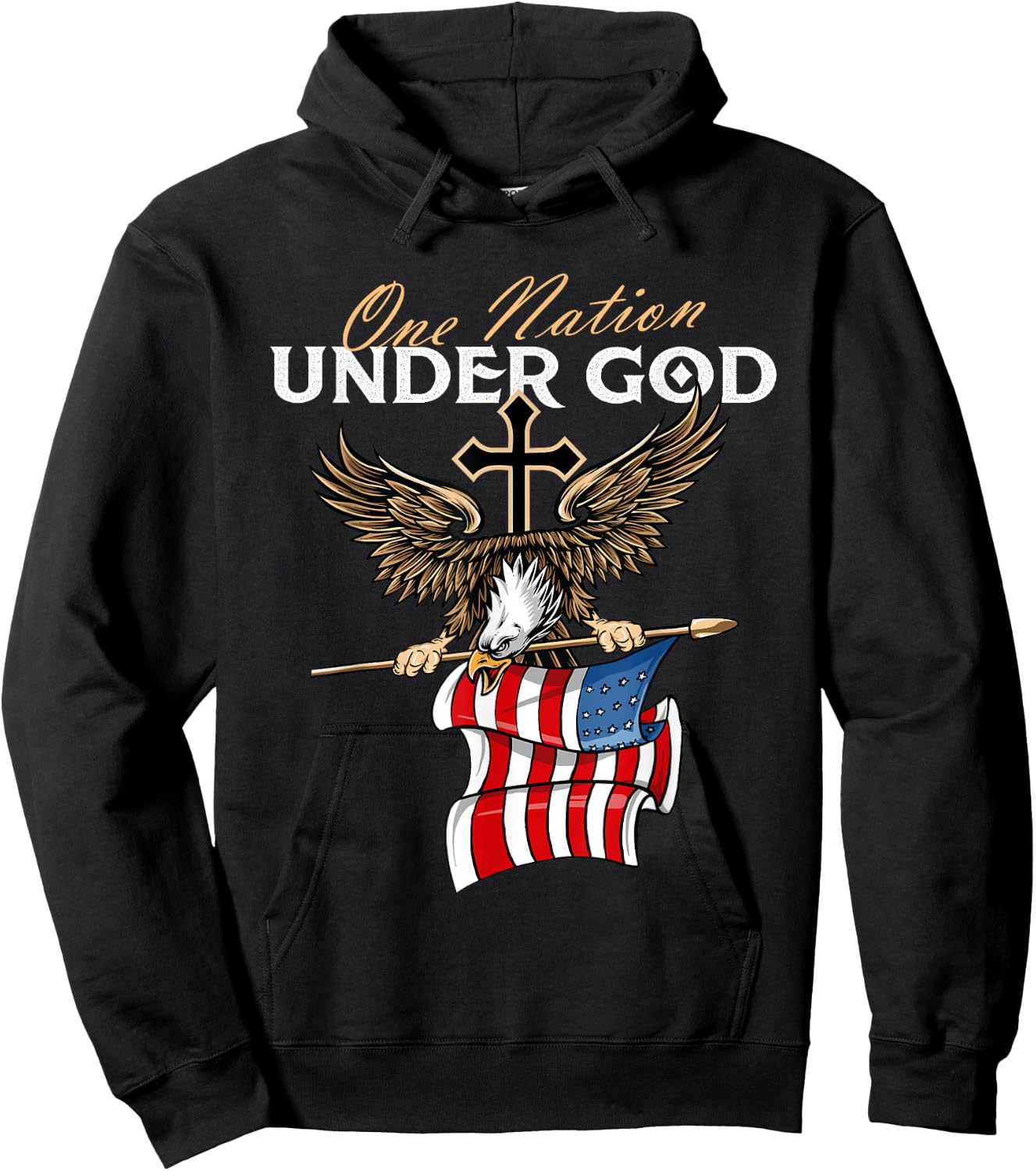 Patriotic Bald Eagle - USA American Flag 4th of July Fourth Hoodie - Hoodie | Black