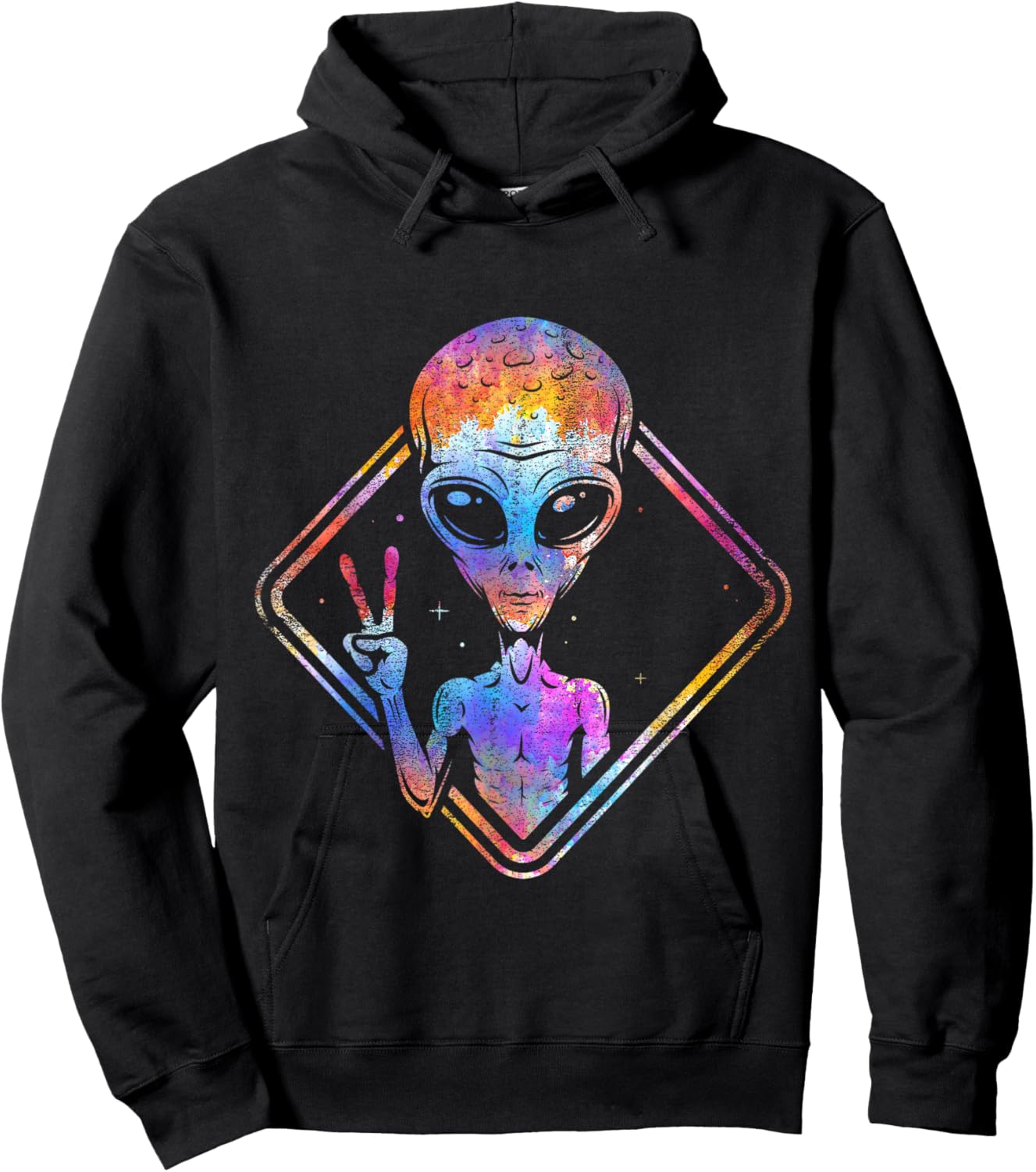 Hippie Peace Sign Outer Space Gift Alien Hoodie - Hoodie | Black