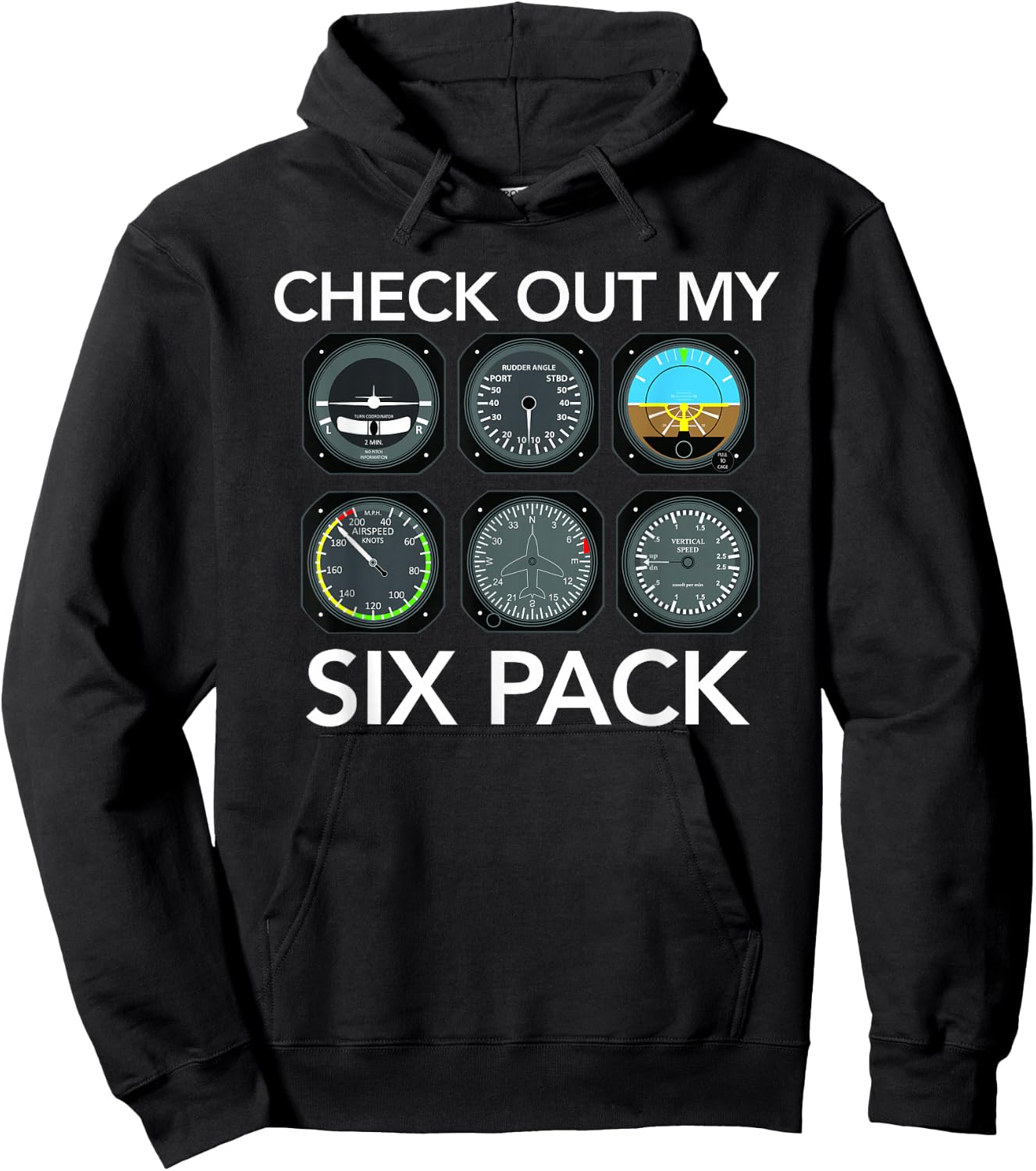 Check Out My Six Pack Funny Aviation Pilot Flying Xmas Gift Hoodie - Hoodie | Black