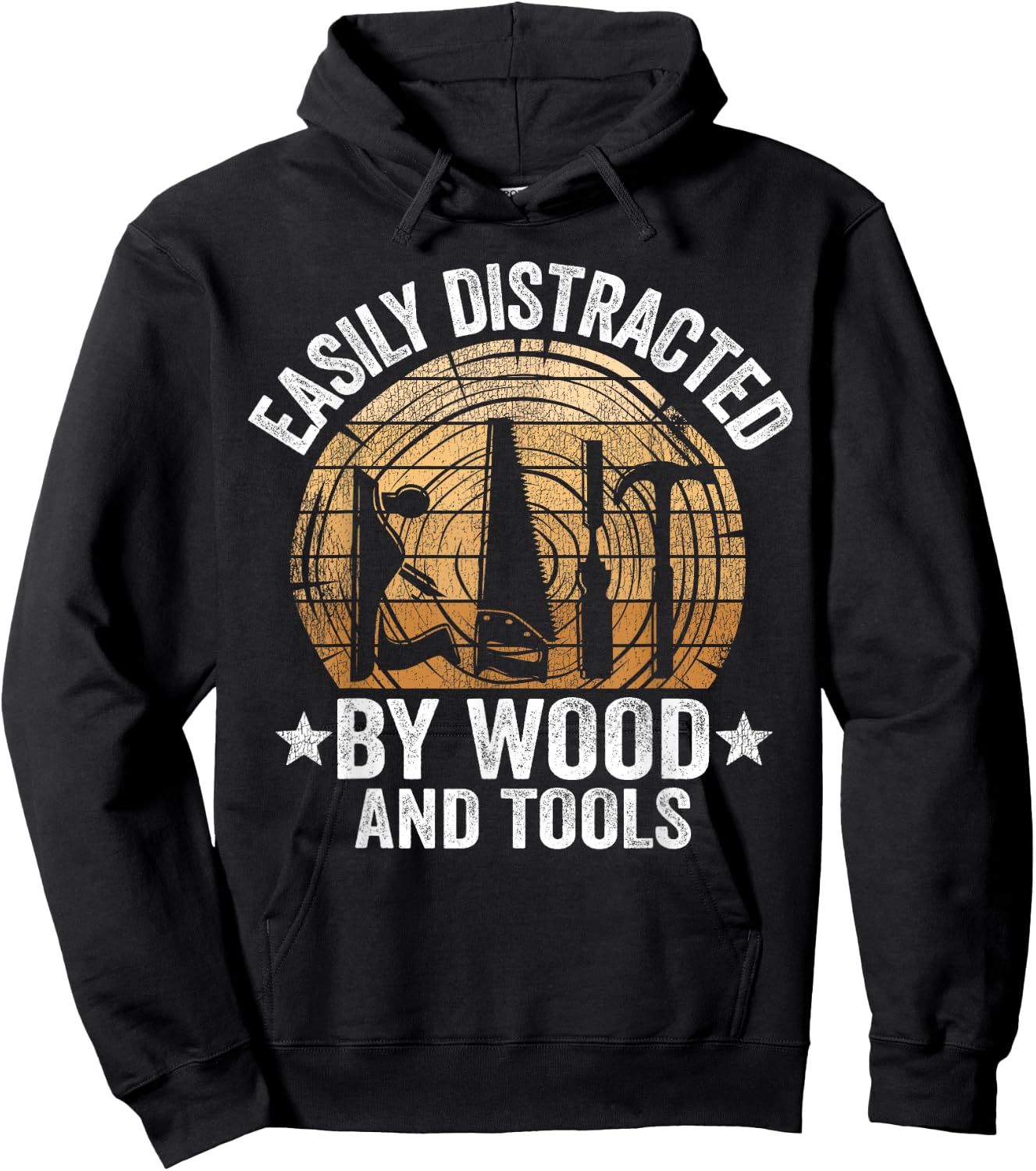 Easily Distracted By Wood And Tools Funny Woodworking Hoodie - Hoodie | Black