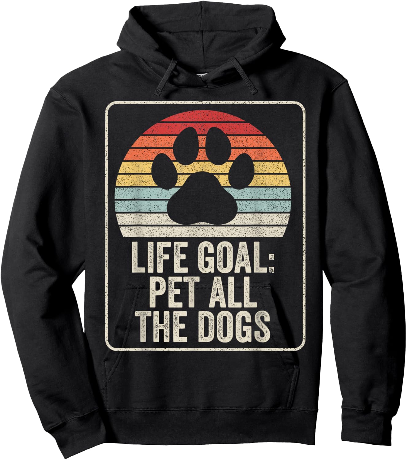 Retro Vintage Life Goal Pet All The Dogs Hoodie - Hoodie | Black