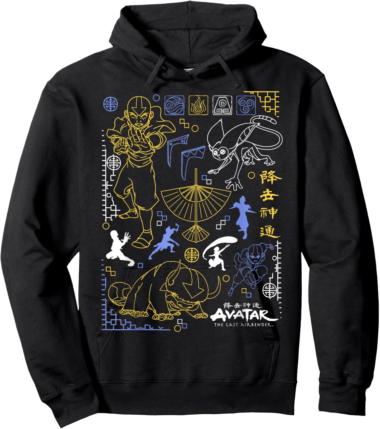 Avatar: The Last Airbender Character Line Art Hoodie - Hoodie | Black