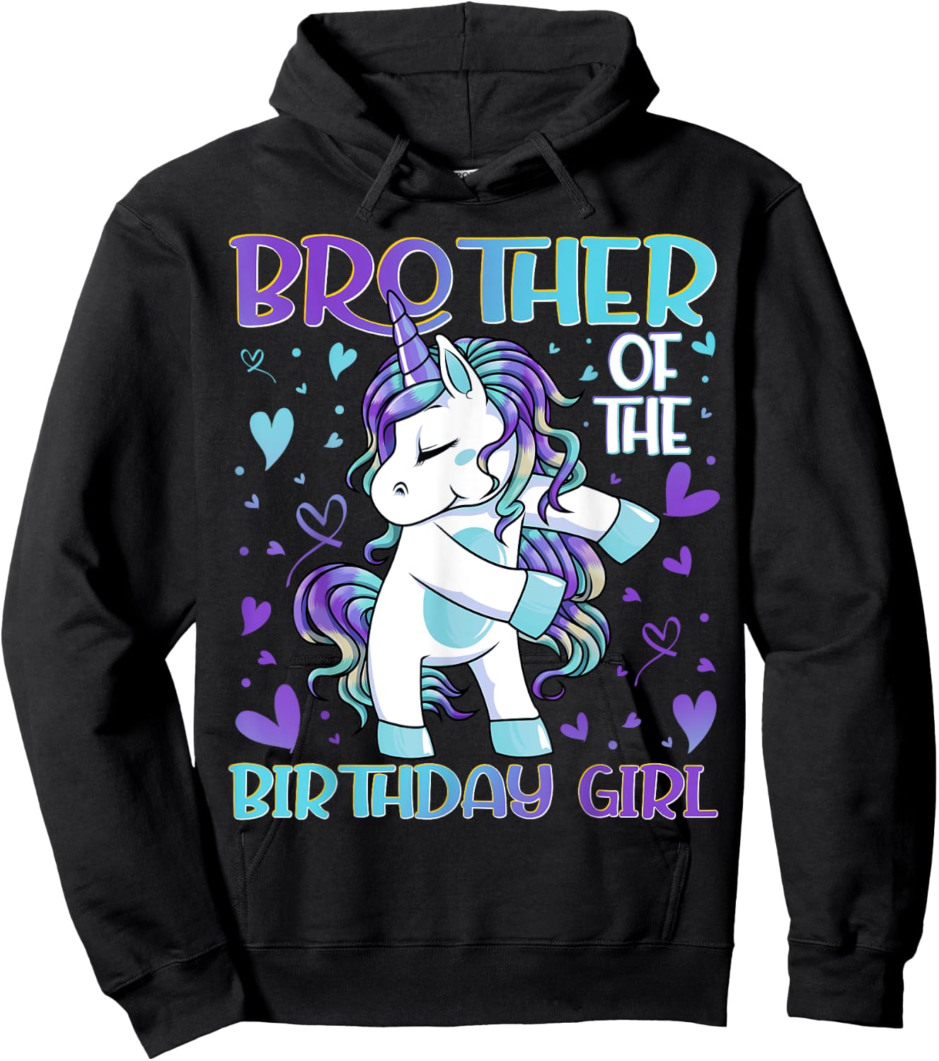 Brother of the Birthday Girl Flossing Unicorn Brother Gifts Hoodie - Hoodie | Black