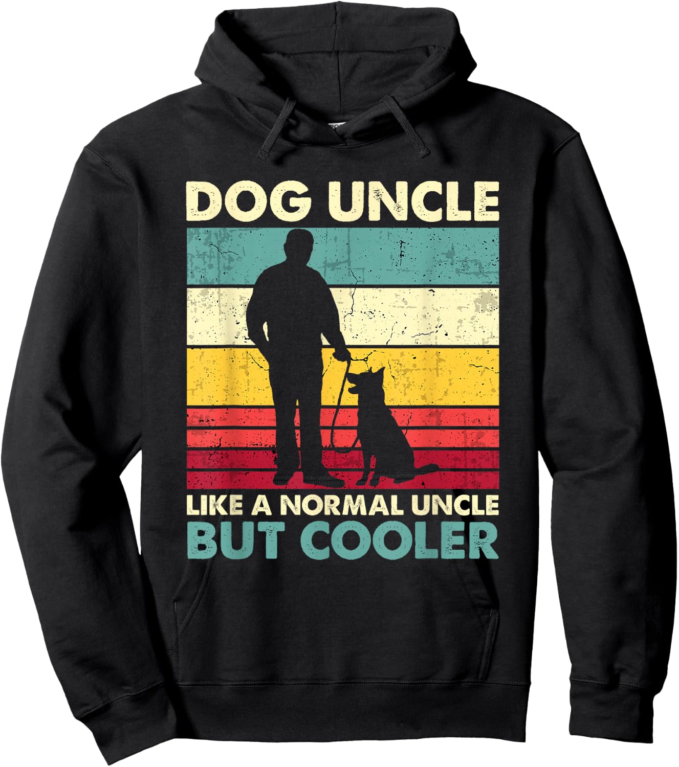 Dog Uncle - Retro Sunset Dog Lover Funny Father's Day Hoodie - Hoodie | Black