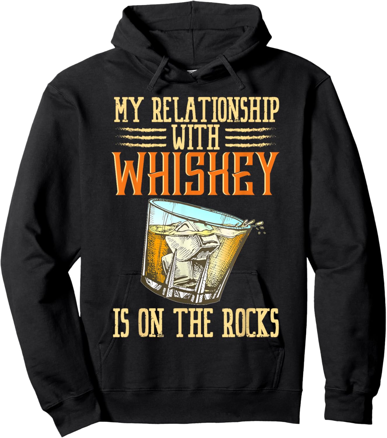 My Relationship With Whiskey Is On The Rocks Bourbon Alcohol Hoodie - Hoodie | Black