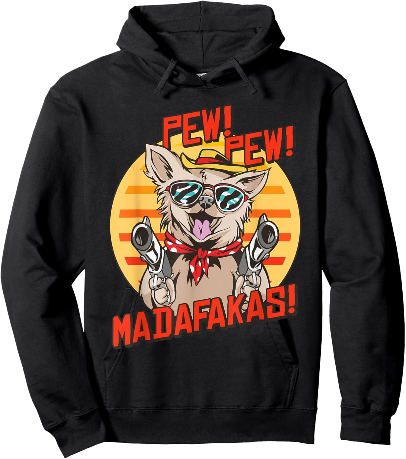 Pew Pews Madafakas Chihuahua With A Gun Dressed Chihuahua Hoodie - Hoodie | Black