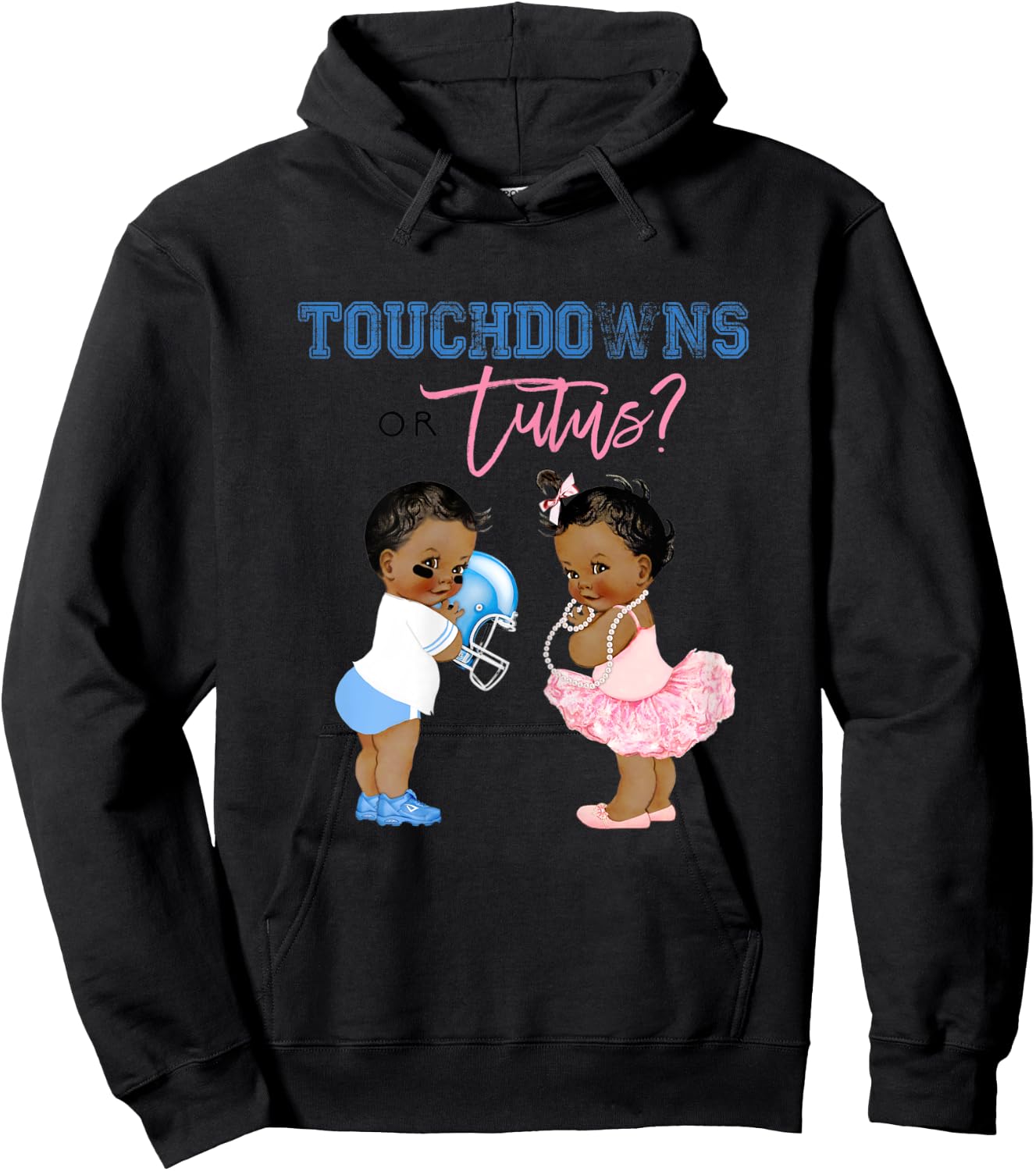 Touchdown or Tutus Gender Reveal Family Baby Shower Matching Hoodie - Hoodie | Black