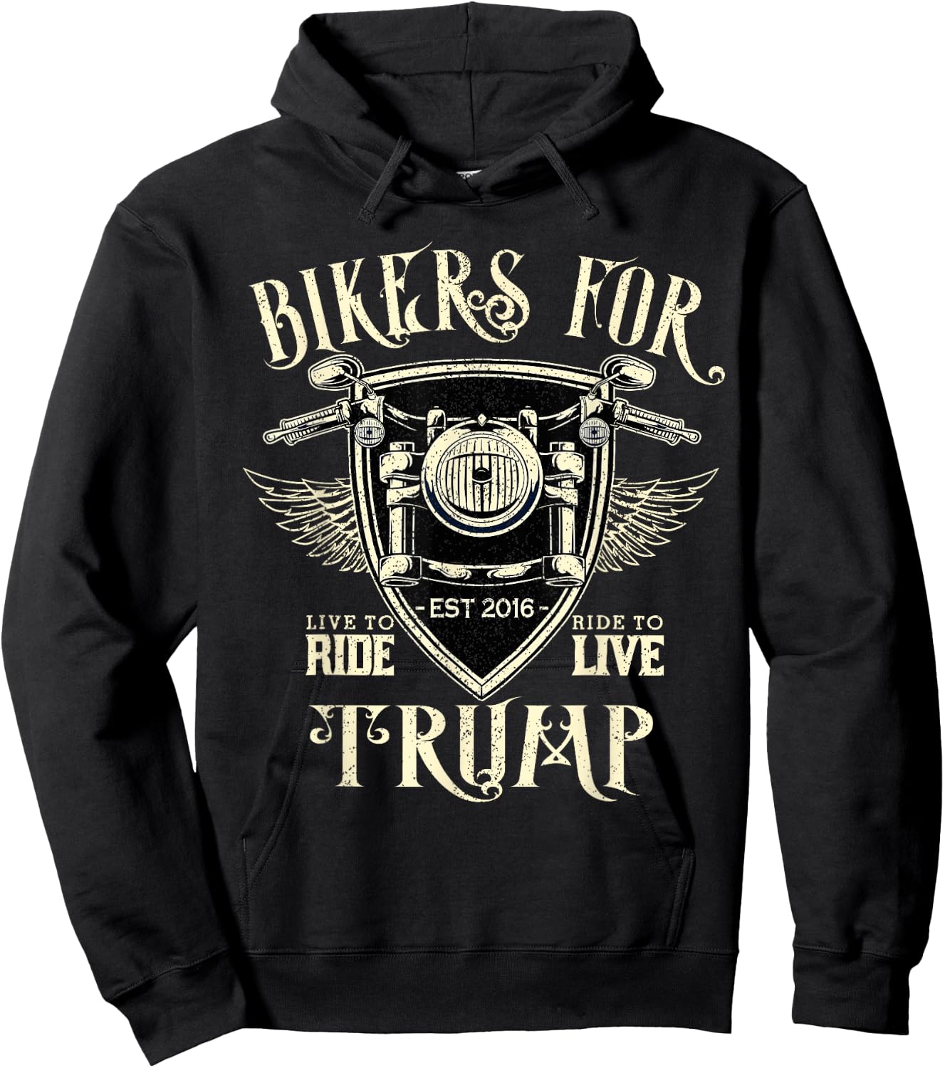 Bikers For Trump Funny Donald President 2024 Motorcycle Gift Hoodie - Hoodie | Black