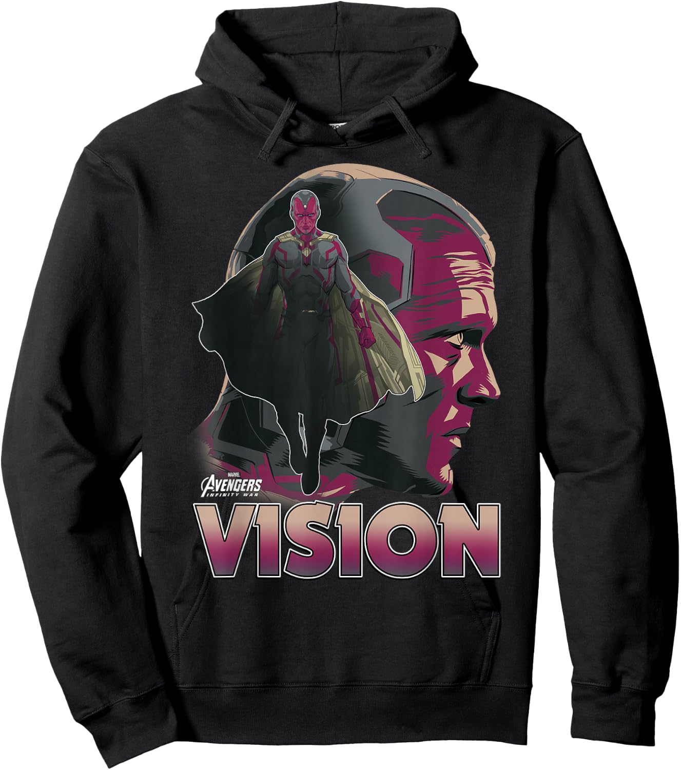 Marvel Infinity War Vision Big Head Profile Graphic Hoodie - Hoodie | Black