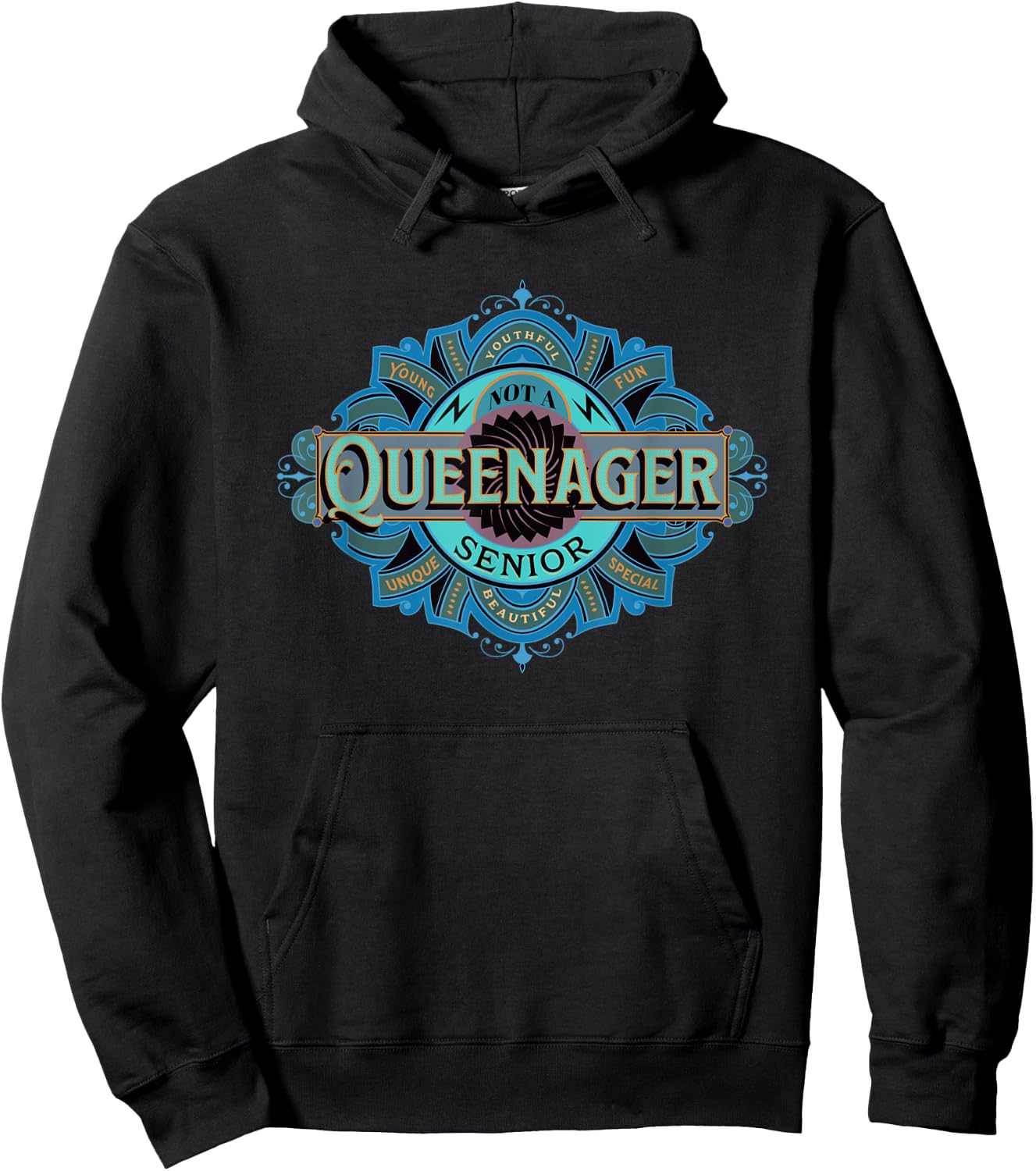 Queenager Not A Senior Funny Grandma Mothers Older Women Hoodie - Hoodie | Black