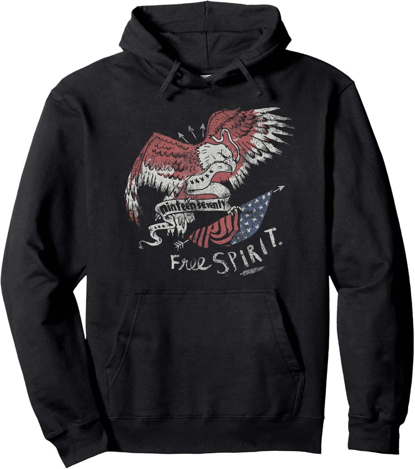 Trendy Vintage Free Spirit American Eagle Hoodie - Hoodie | Black