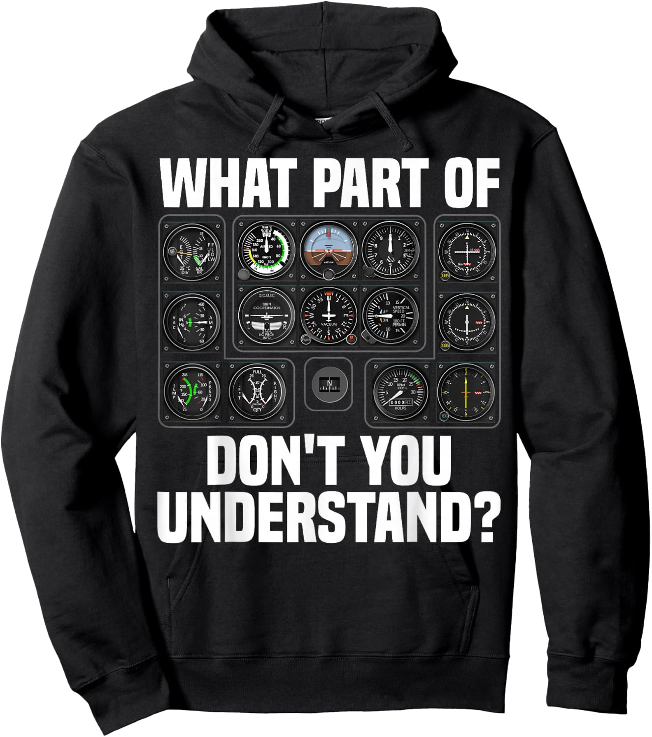 Funny Pilot Art Men Women Aviation Airline Pilot Instruments Hoodie - Hoodie | Black