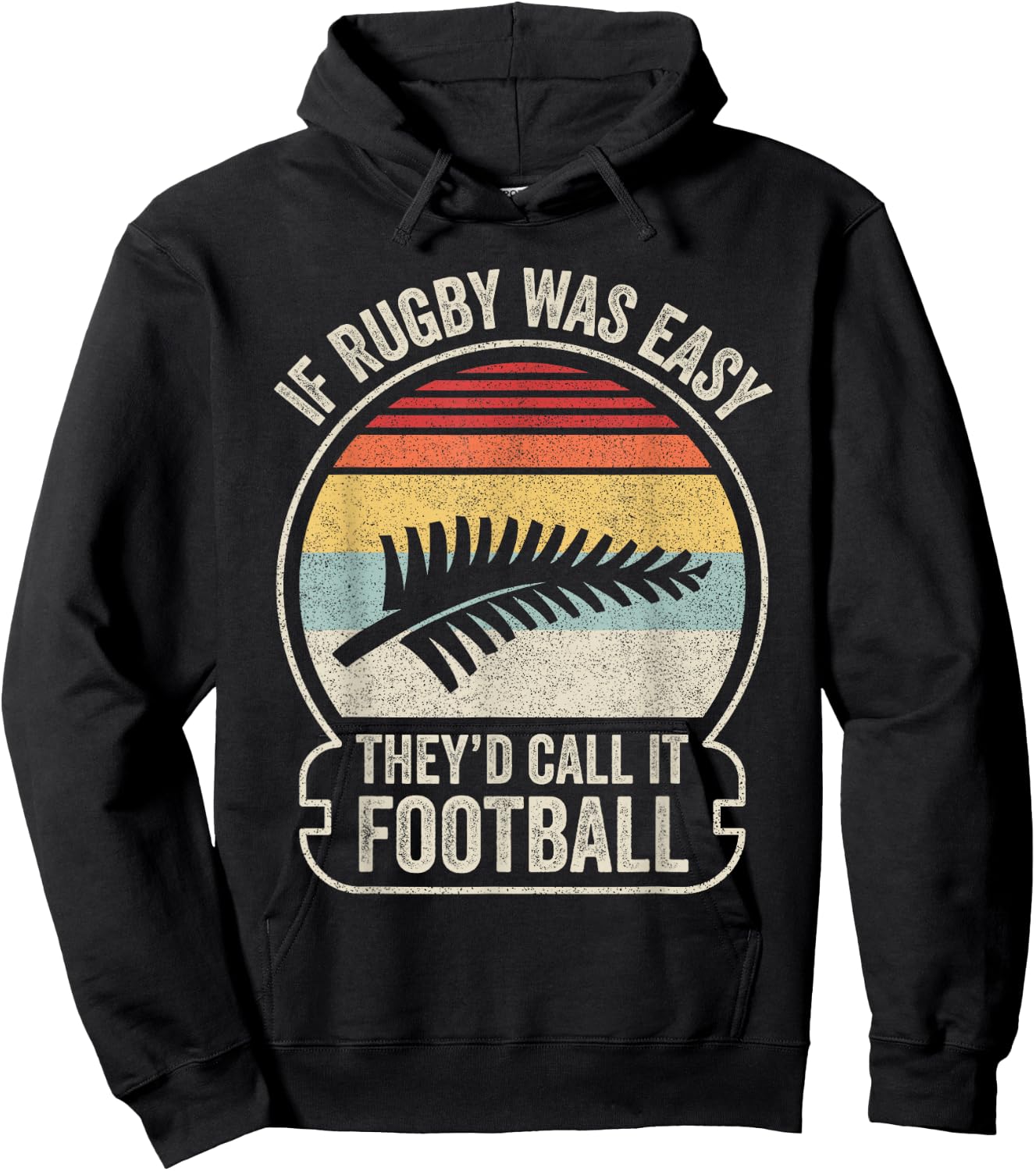 Vintage Funny New Zealand NZ Rugby Silver Fern Football Hoodie - Hoodie | Black