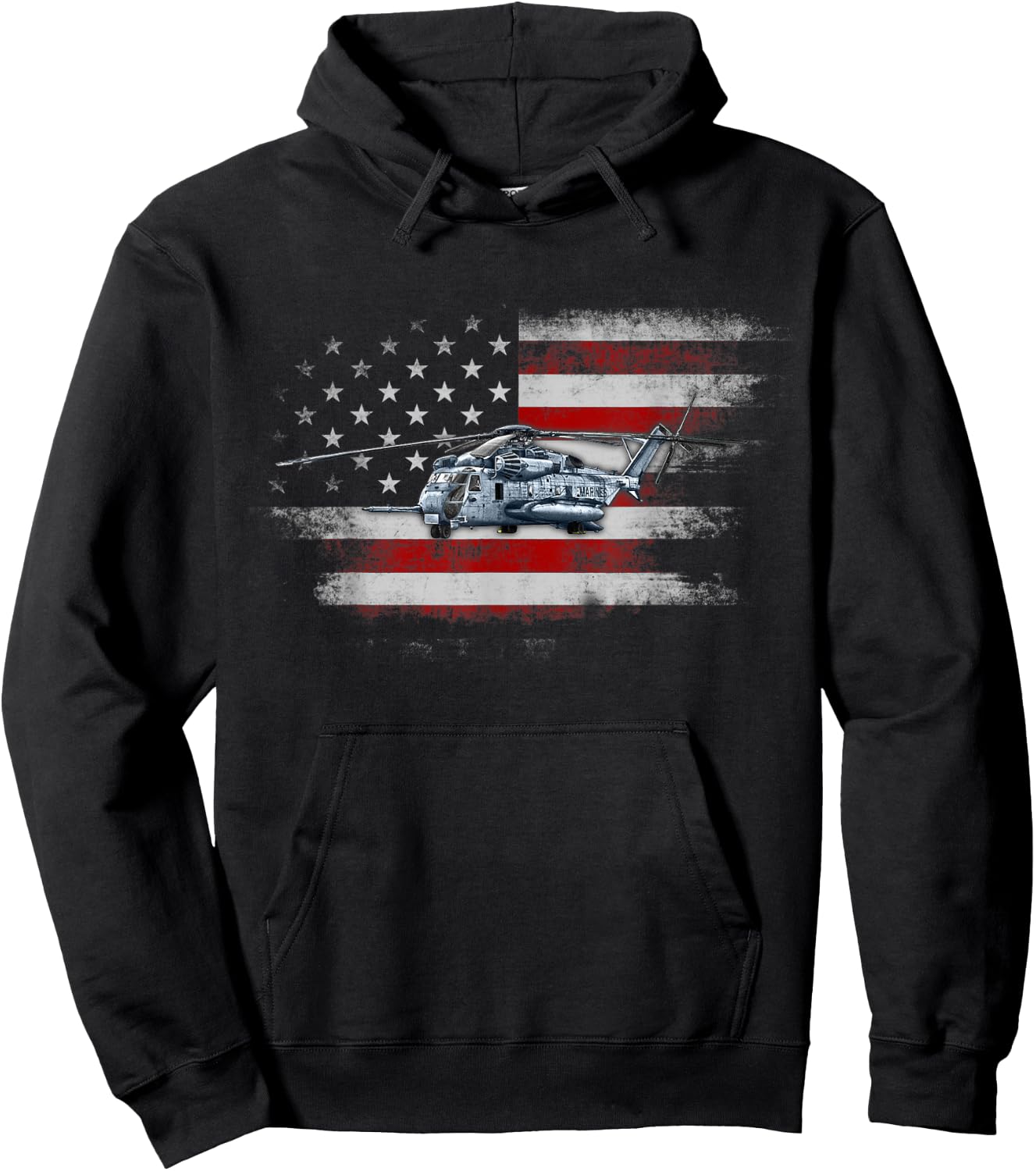 Patriotic CH-53 and MH-53 helicopter Flag Helicopter Pilot Men Hoodie - Hoodie | Black