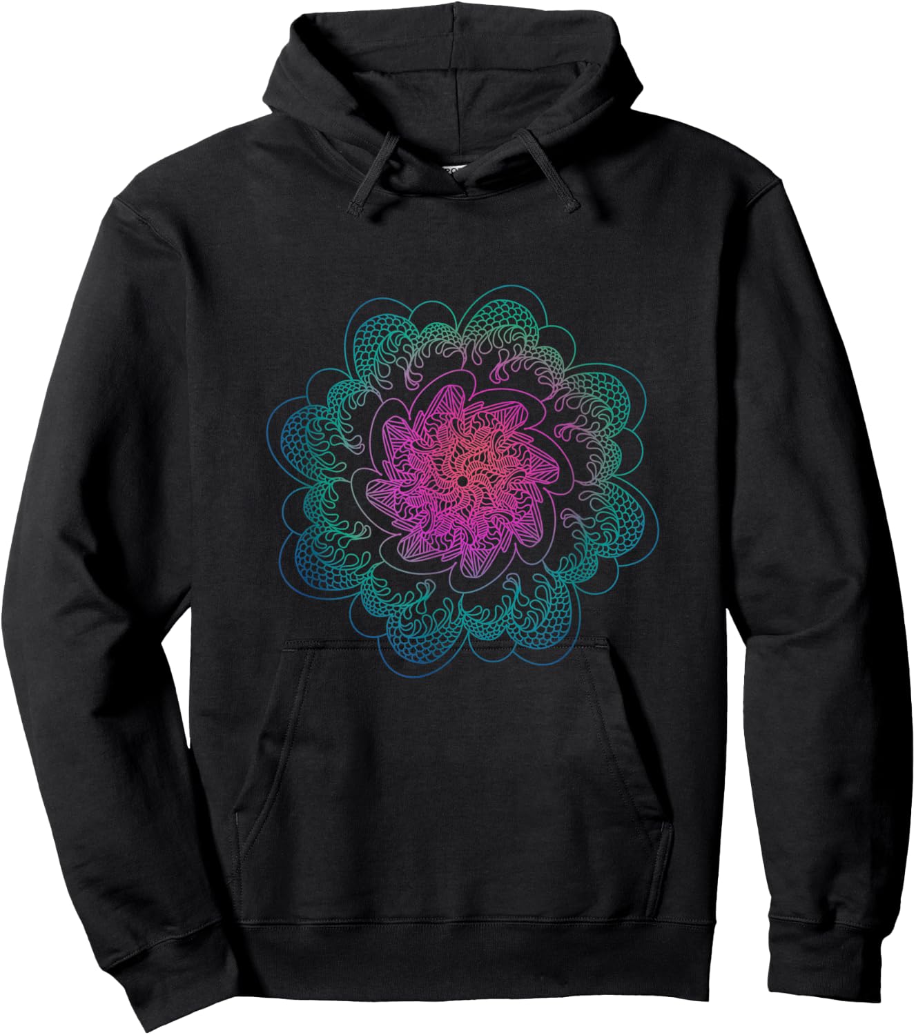 Mandala Dragon Scale Graphic Multi-Colored Hoodie - Hoodie | Black