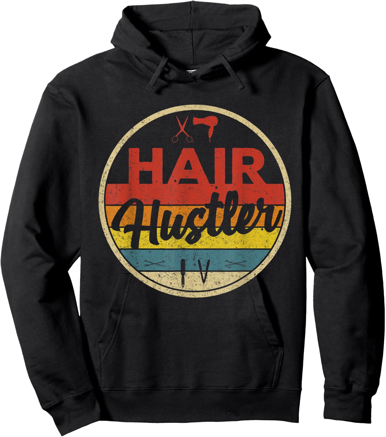 Hair Hustler Vintage Hairstylist Cute Hairdresser Hoodie - Hoodie | Black