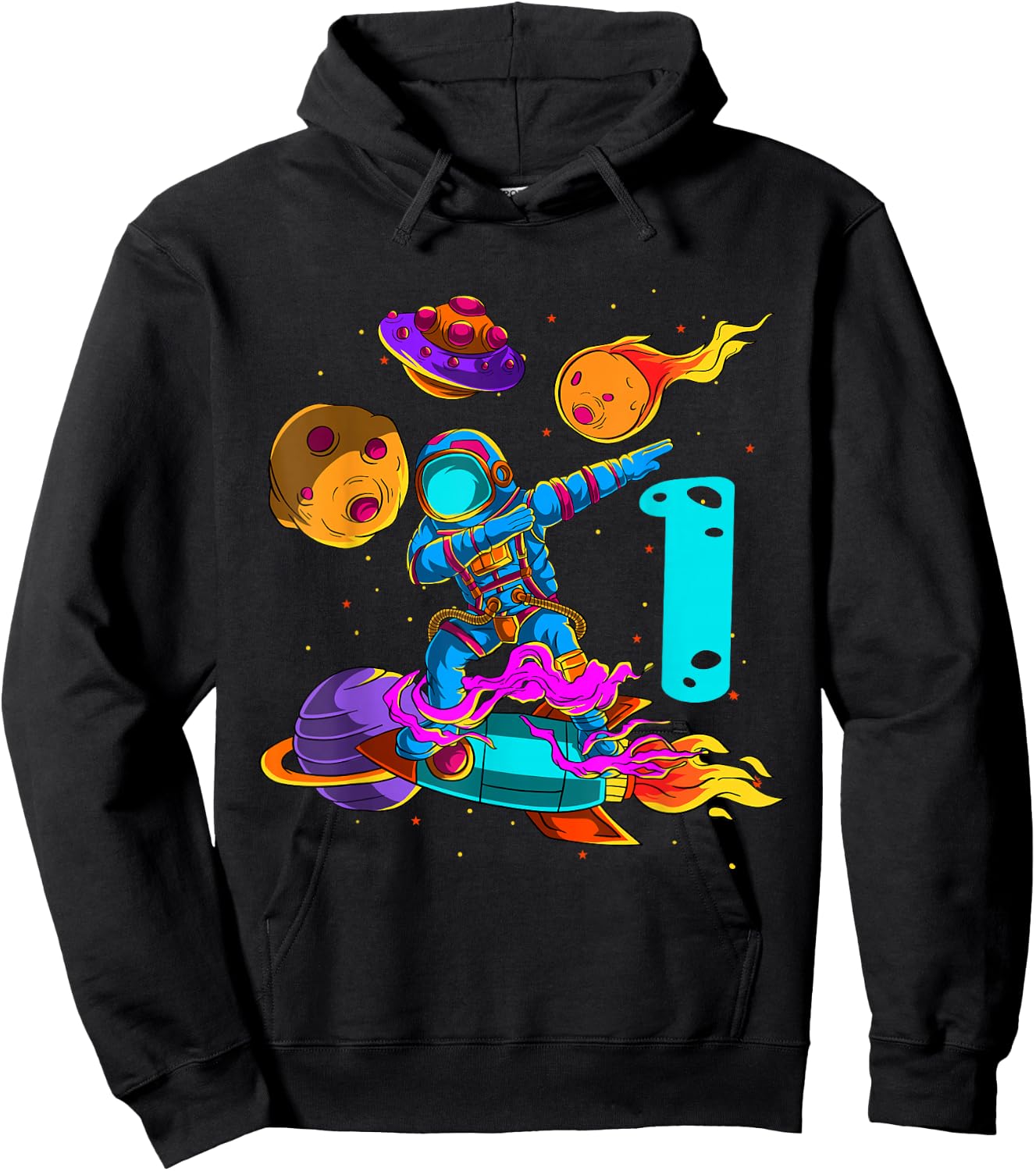 1 year Birthday Boy Astronaut 1st Birthday Boys Astronaut Hoodie - Hoodie | Black