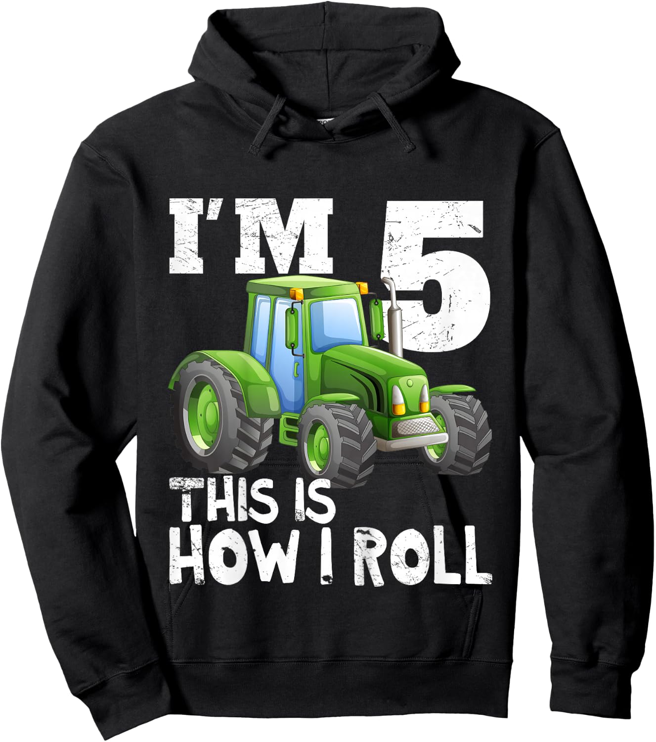 Kids Kids Farm Tractor 5th Birthday Party Shirt 5 Years Old Hoodie - Hoodie | Black