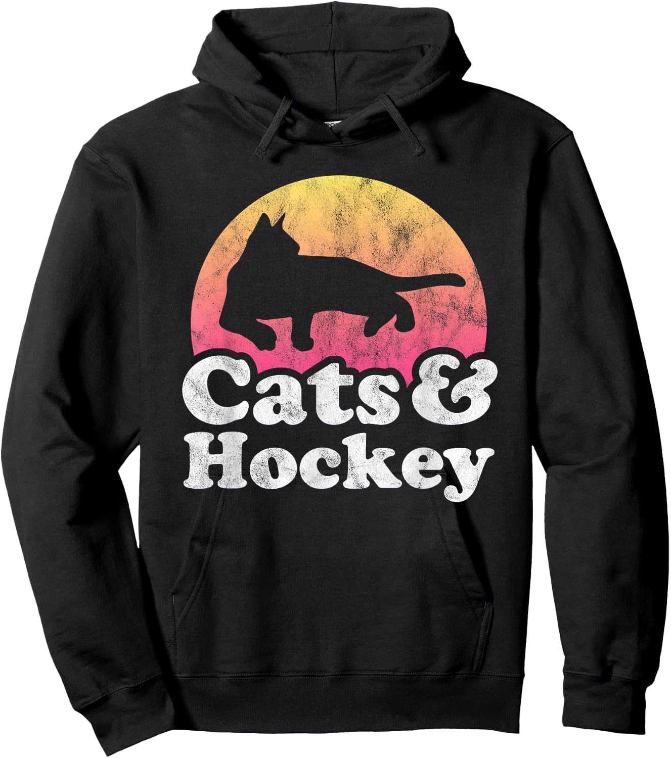 Cats and Hockey Men's or Women's Cat and Hockey Hoodie - Hoodie | Black