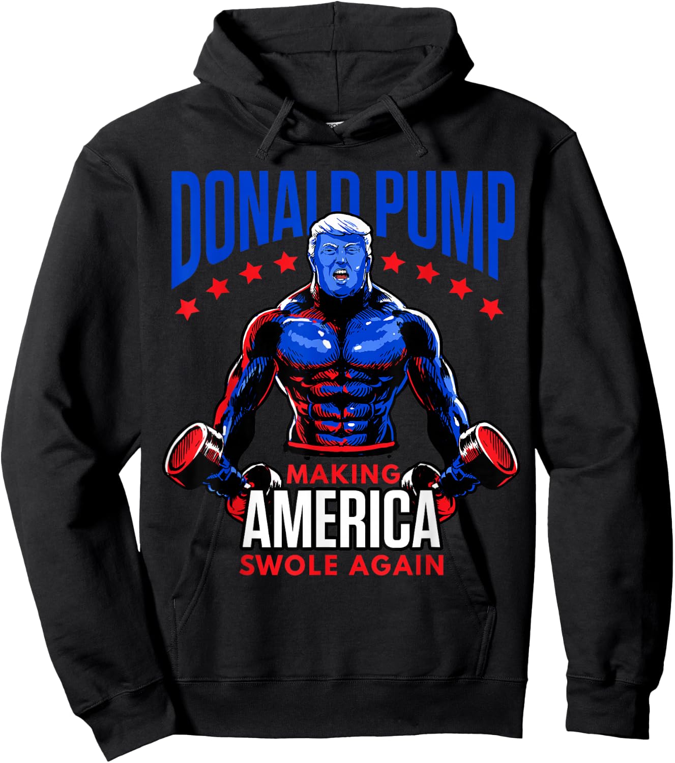 Donald Pump Swole America Trump Weight Lifting Gym Fitness Hoodie - Hoodie | Black
