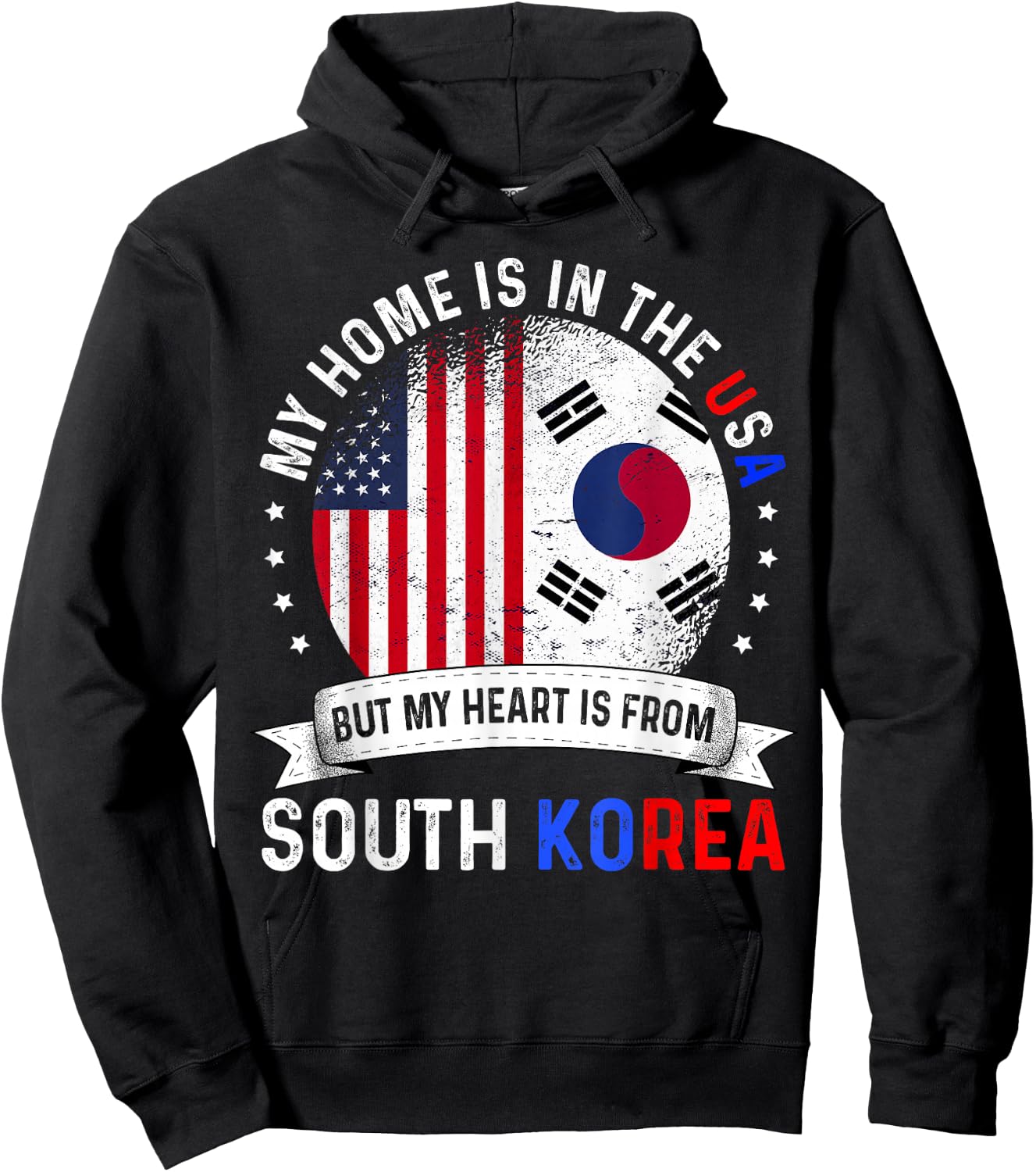 Korean American Patriot Heart is from South Korea Flag Hoodie - Hoodie | Black