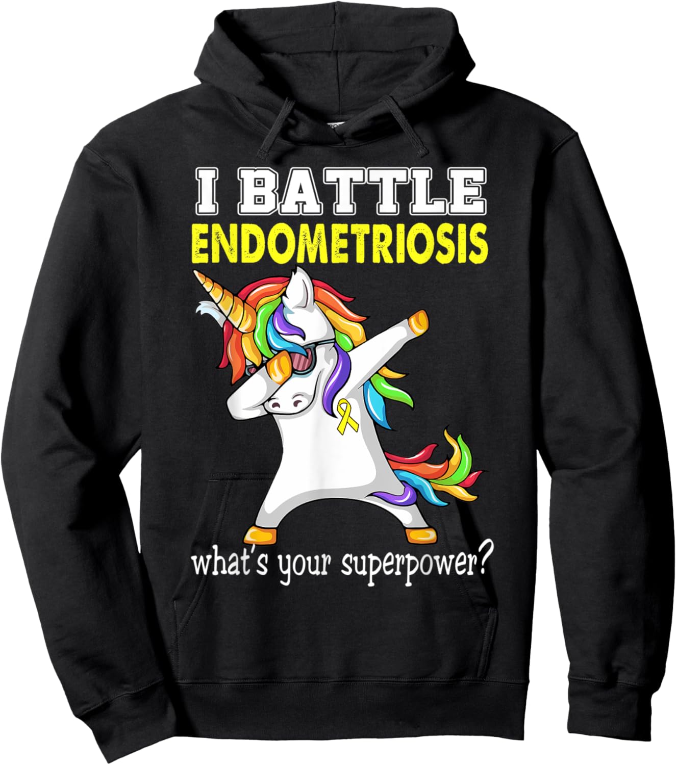 Unicorn I Battle Endometriosis Awareness Hoodie - Hoodie | Black