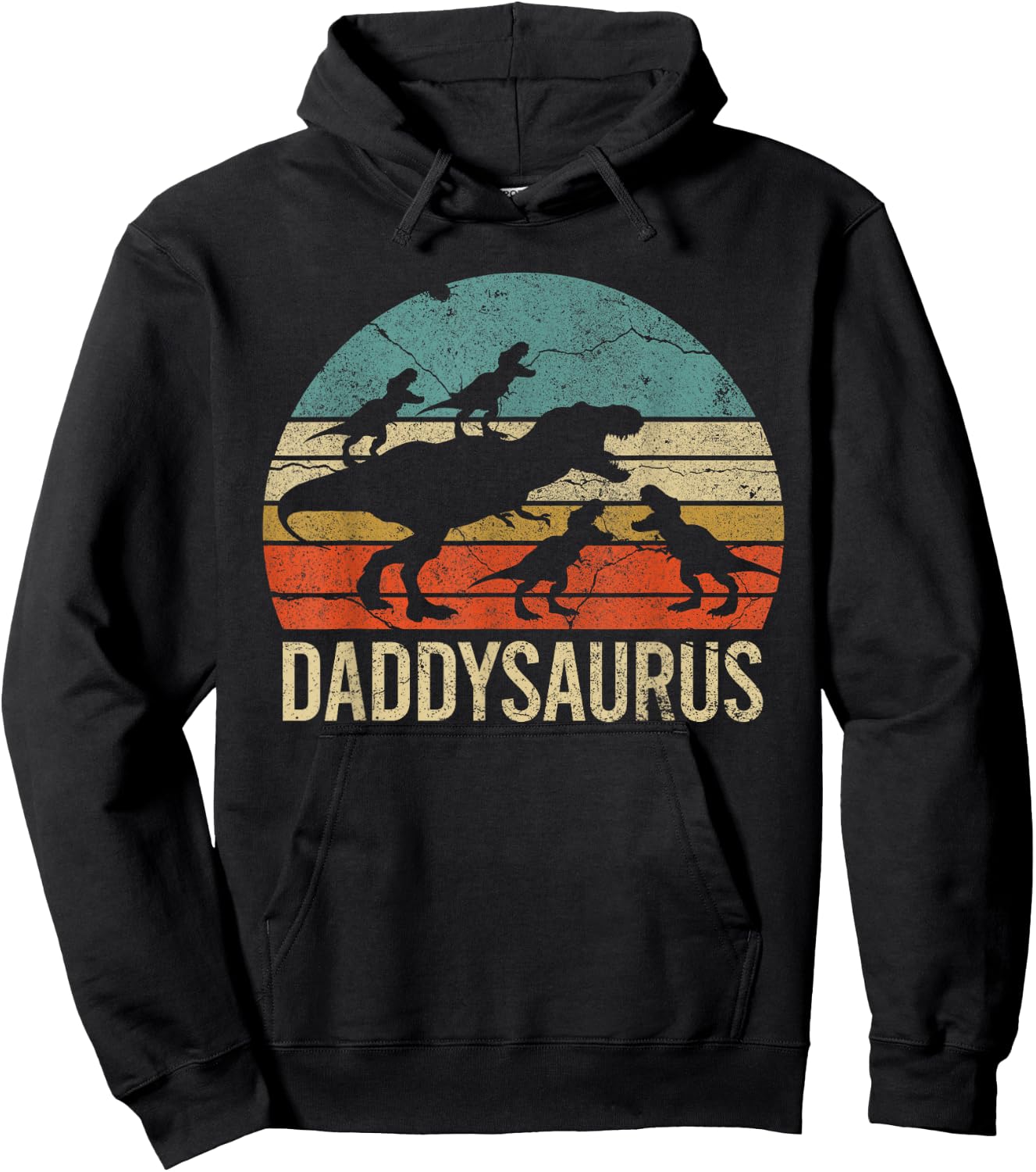 Daddy Dinosaur Daddysaurus 4 four kids Gift Father Day Hoodie - Hoodie | Black